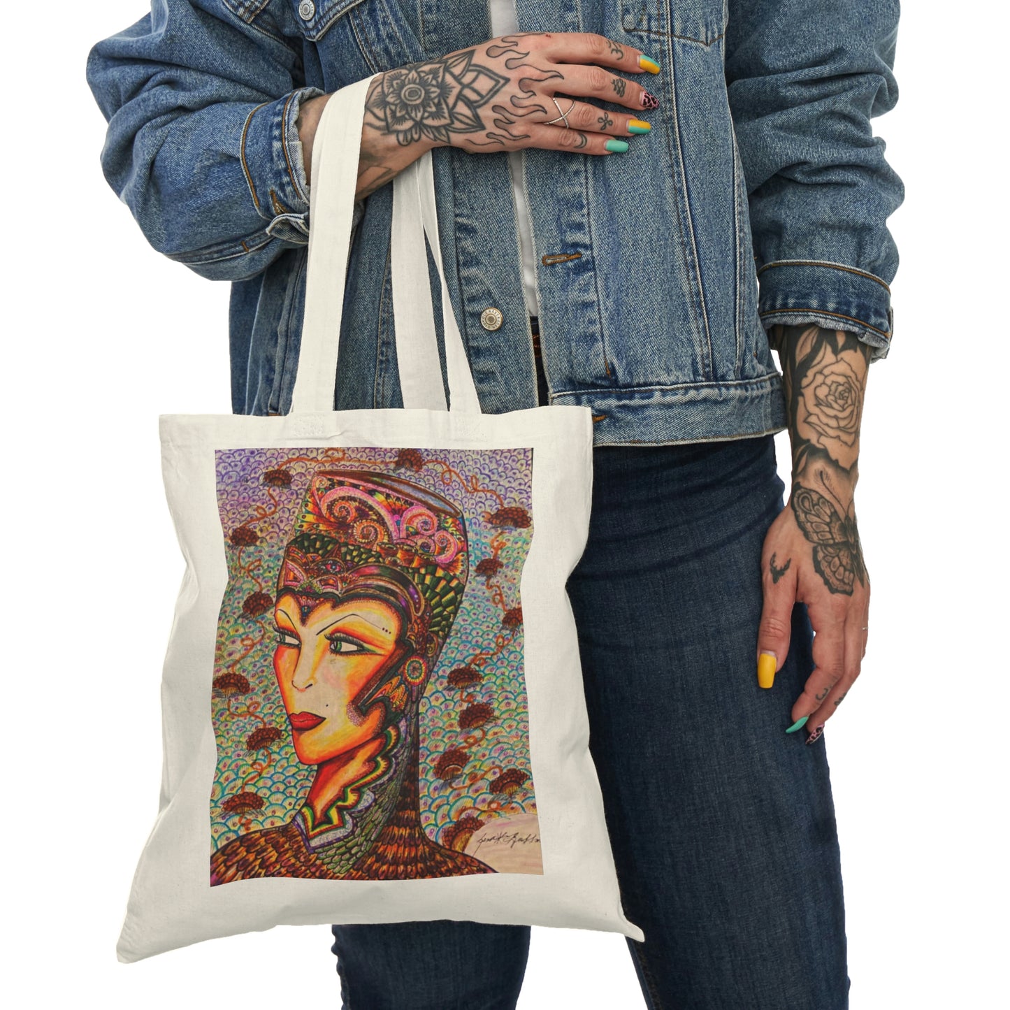 Abstract, Surreal Spirit Natural Tote Bag, Aesthetic Canvas Bag Shopping Bag, Birthday Gift Bag, Bridal Gift Tote Bag, Library Bag.