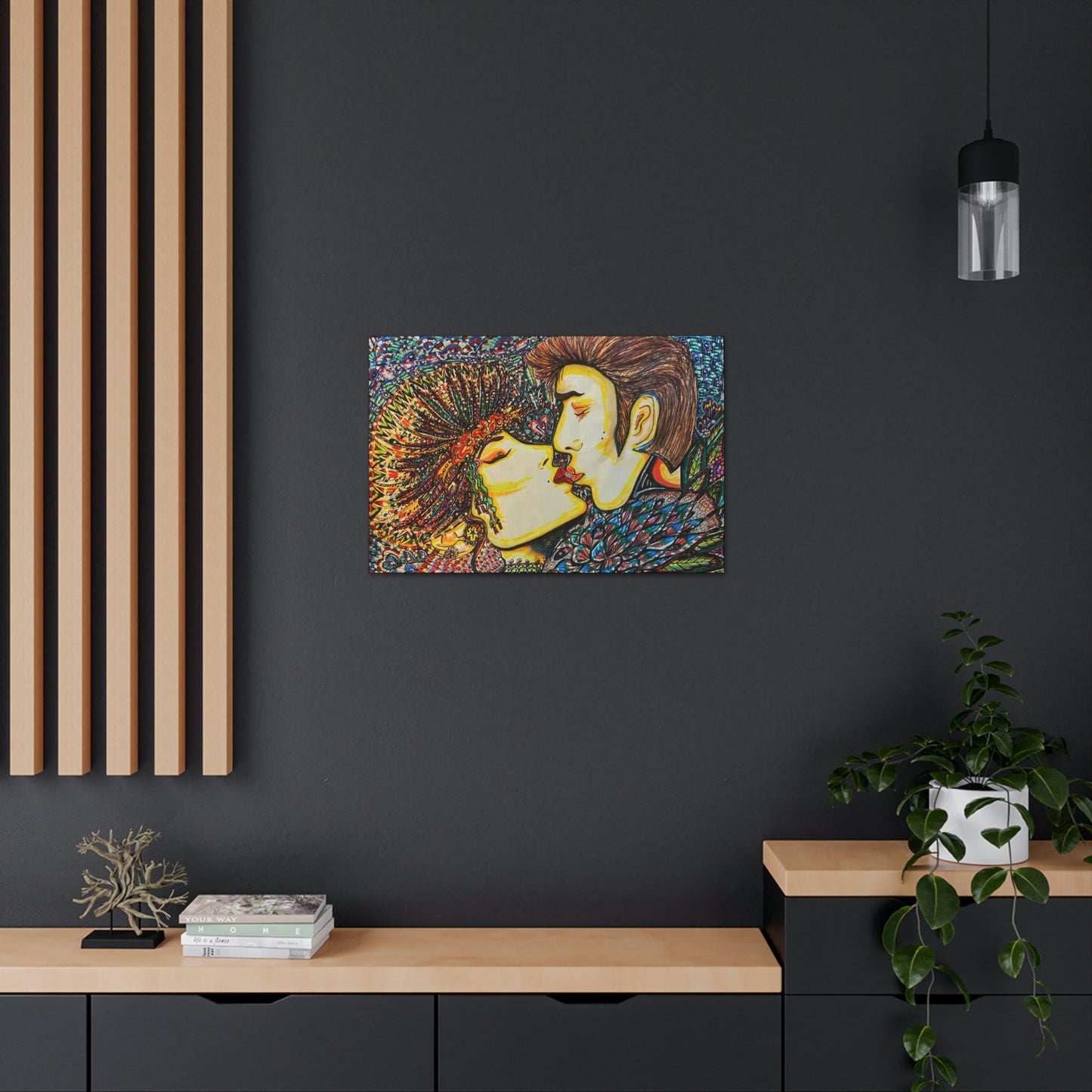 Romantic Kiss Fashion, Abstract, Surreal, Friendship, Inspiration Wall Art