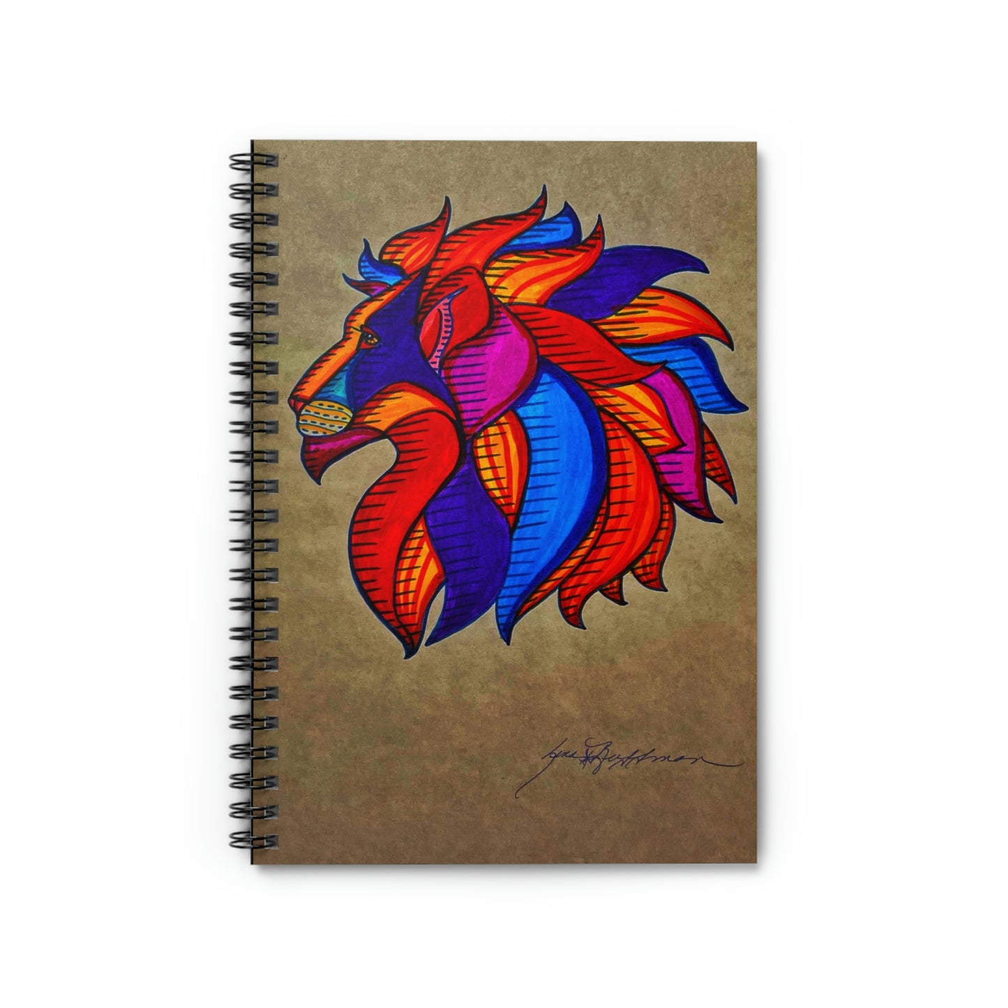 Abstract Spiritual Lion Spiral Notebook - Ruled Line