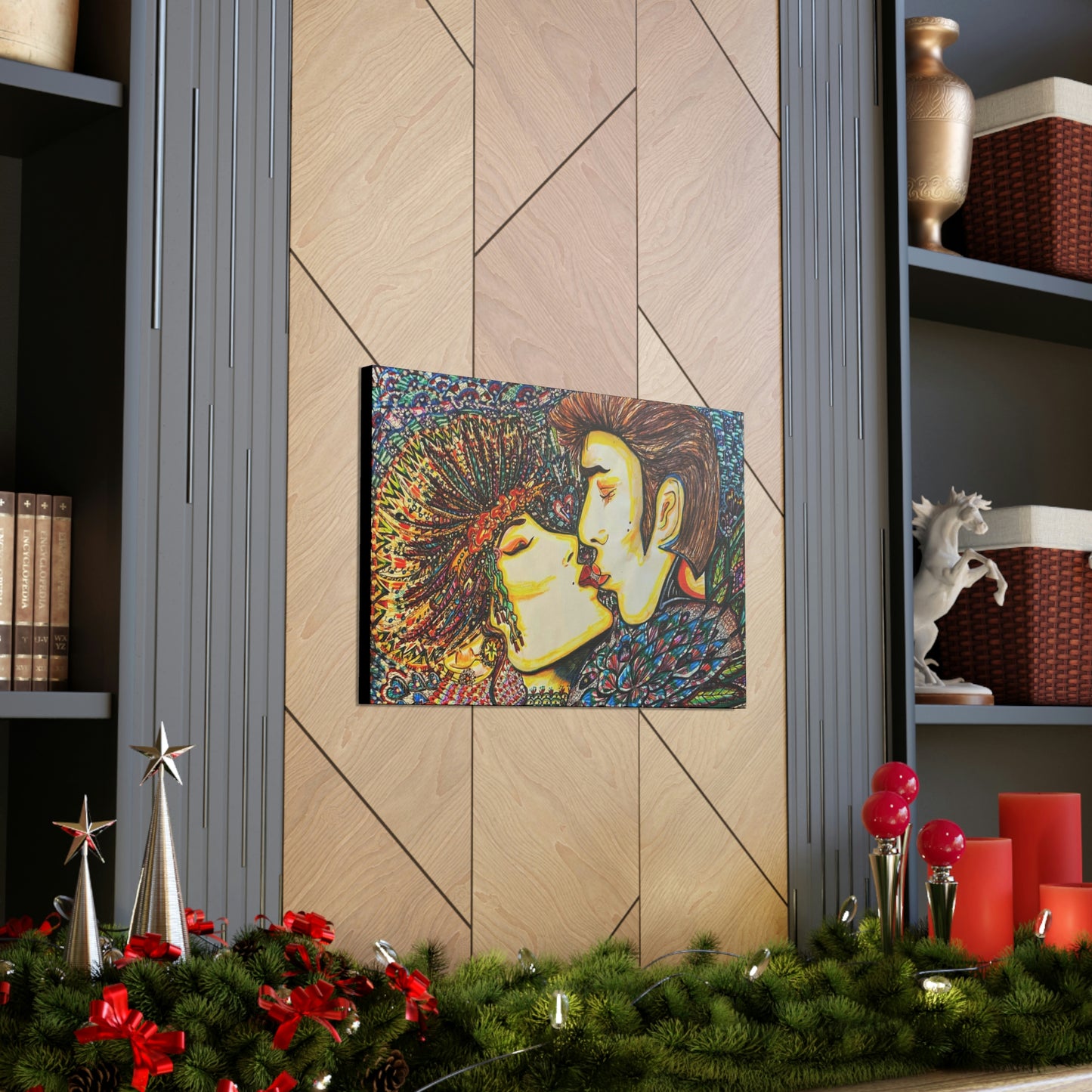 Romantic Kiss Fashion, Abstract, Surreal, Friendship, Inspiration Wall Art