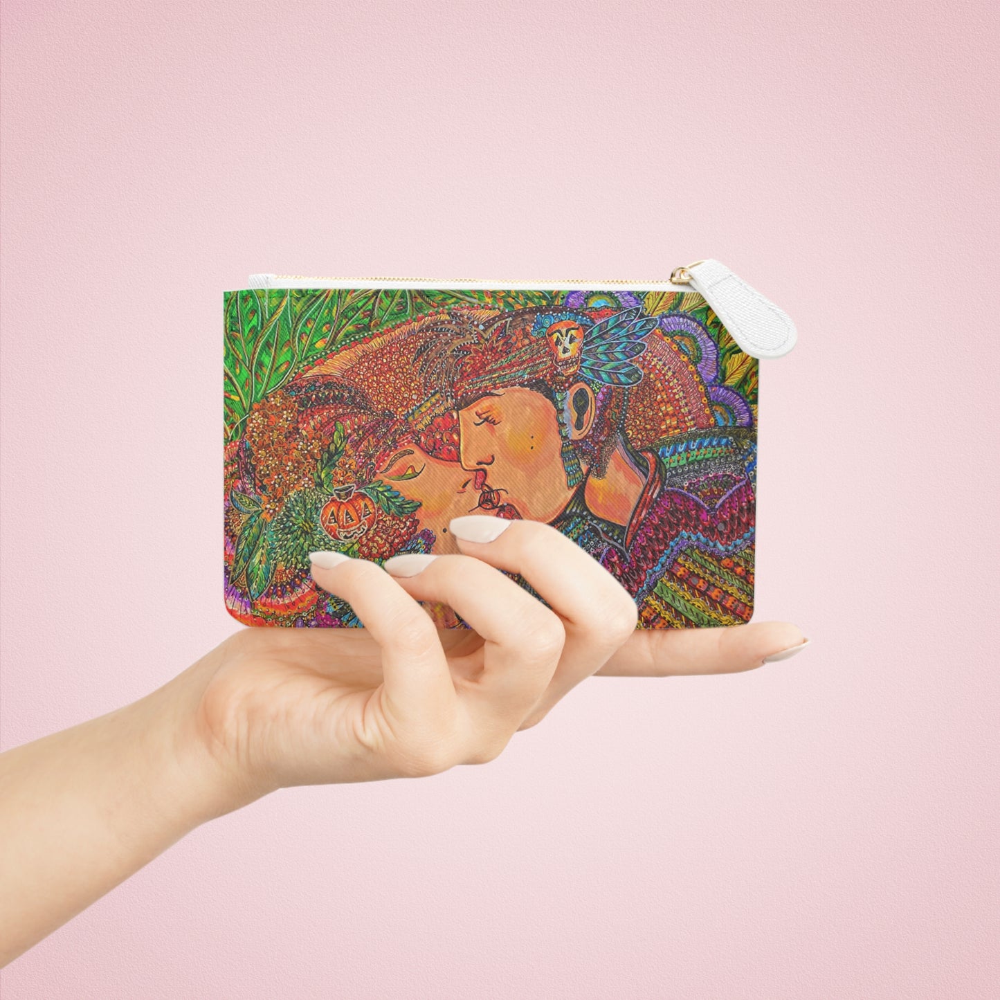 Abstract Surreal Romantic Kiss Mini Clutch Bag, Bridal Clutch Purse, Designer Party Clutch, Modern Evening Clutch, Wristlet Wallet for women, Evening Clutch Purse, gifts for her, gifts for bridesmaids, Bag, Bagging
