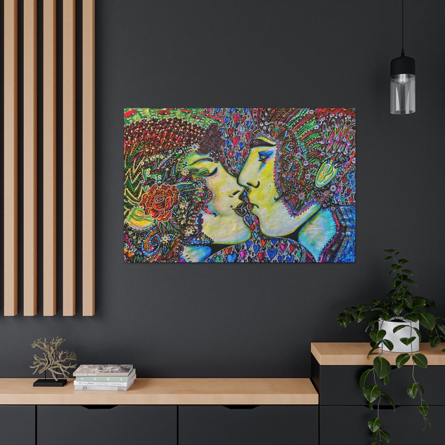 Romantic Kiss Fashion, Abstract, Surreal, Friendship, Inspiration Wall Art