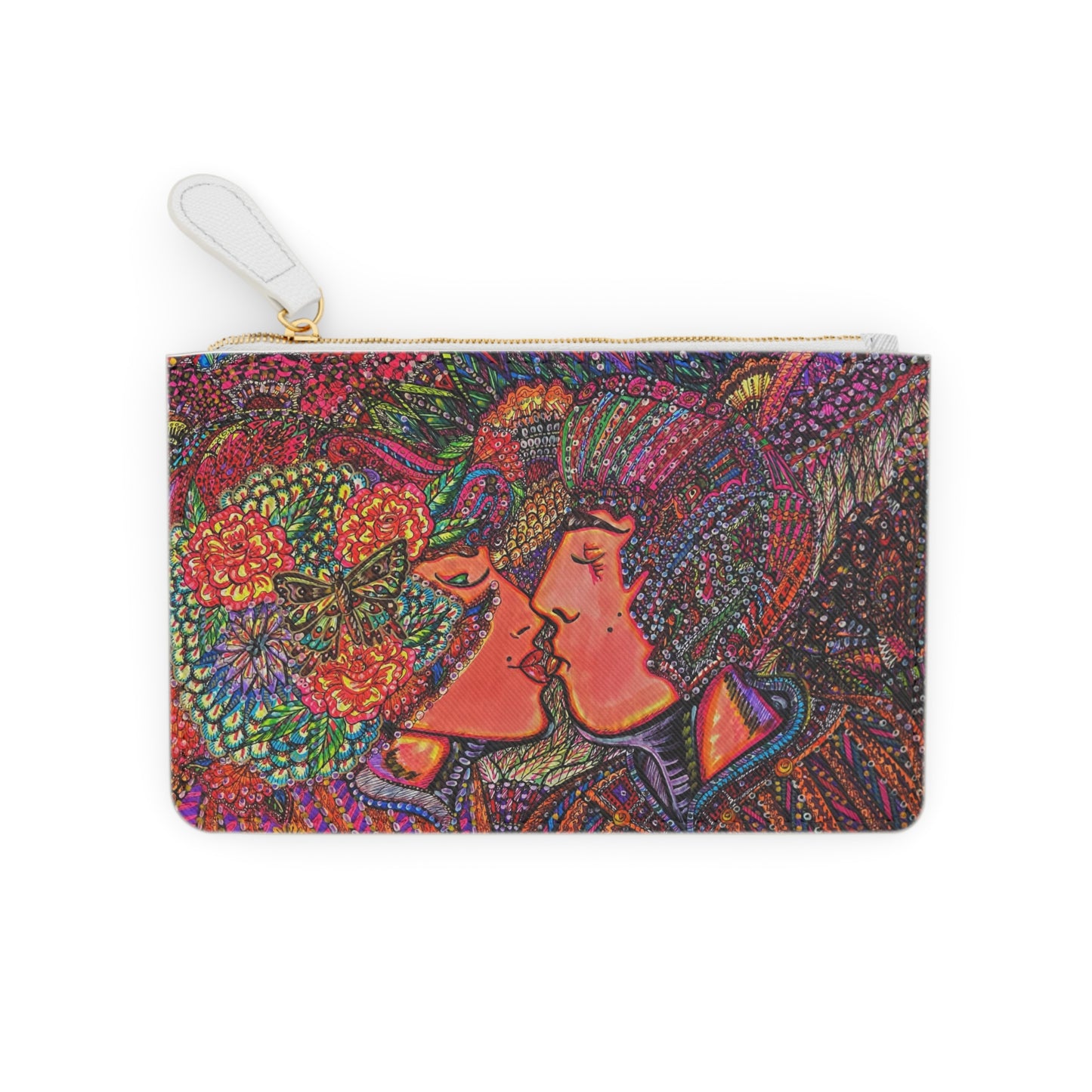 Abstract Surreal Romantic Kiss Mini Clutch Bag, Bridal Clutch Purse, Designer Party Clutch, Modern Evening Clutch, Wristlet Wallet for women, Evening Clutch Purse, gifts for her, gifts for bridesmaids, Bag, Bagging