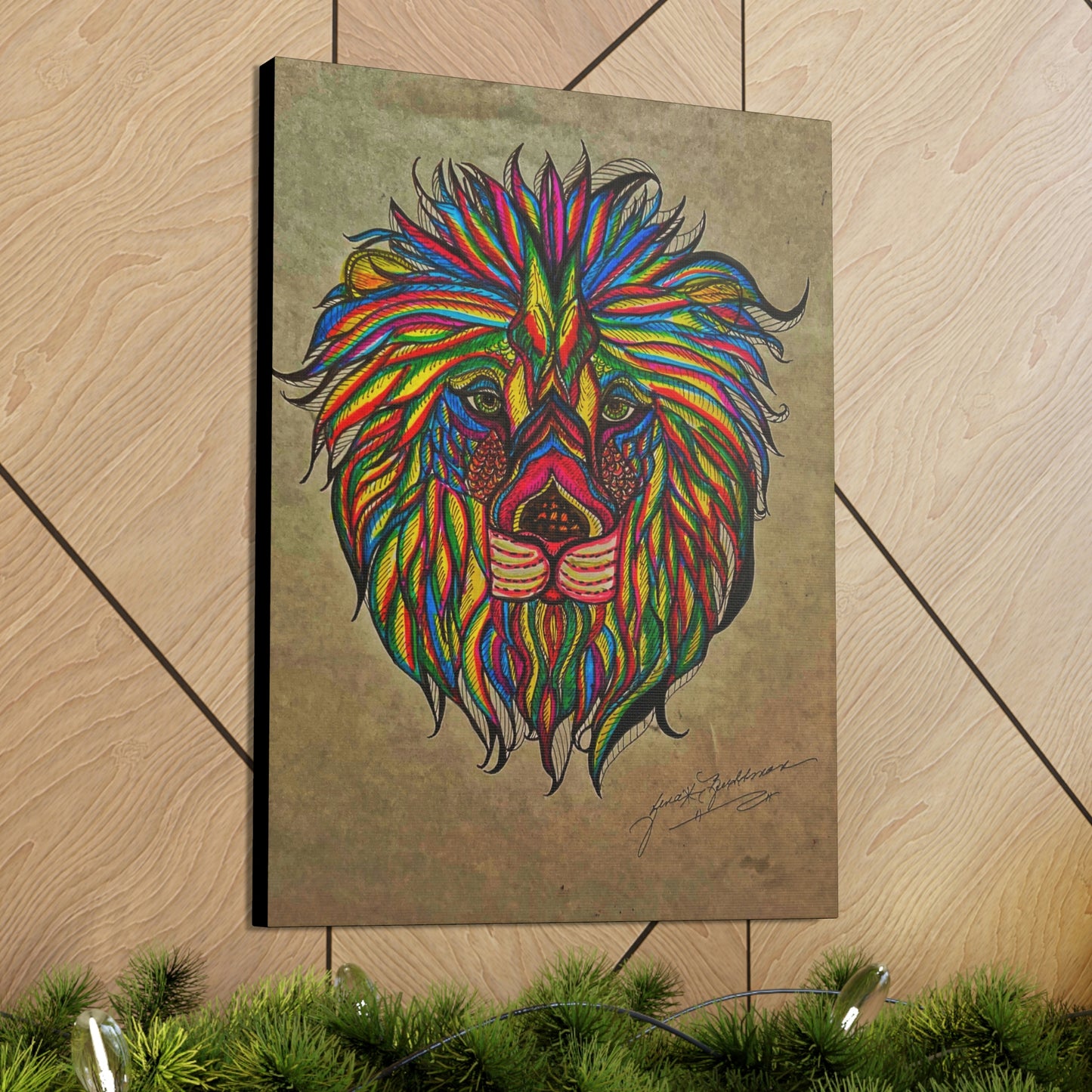 Colorful Lion Fashion, Abstract, Surreal, Friendship, Inspiration Wall Art