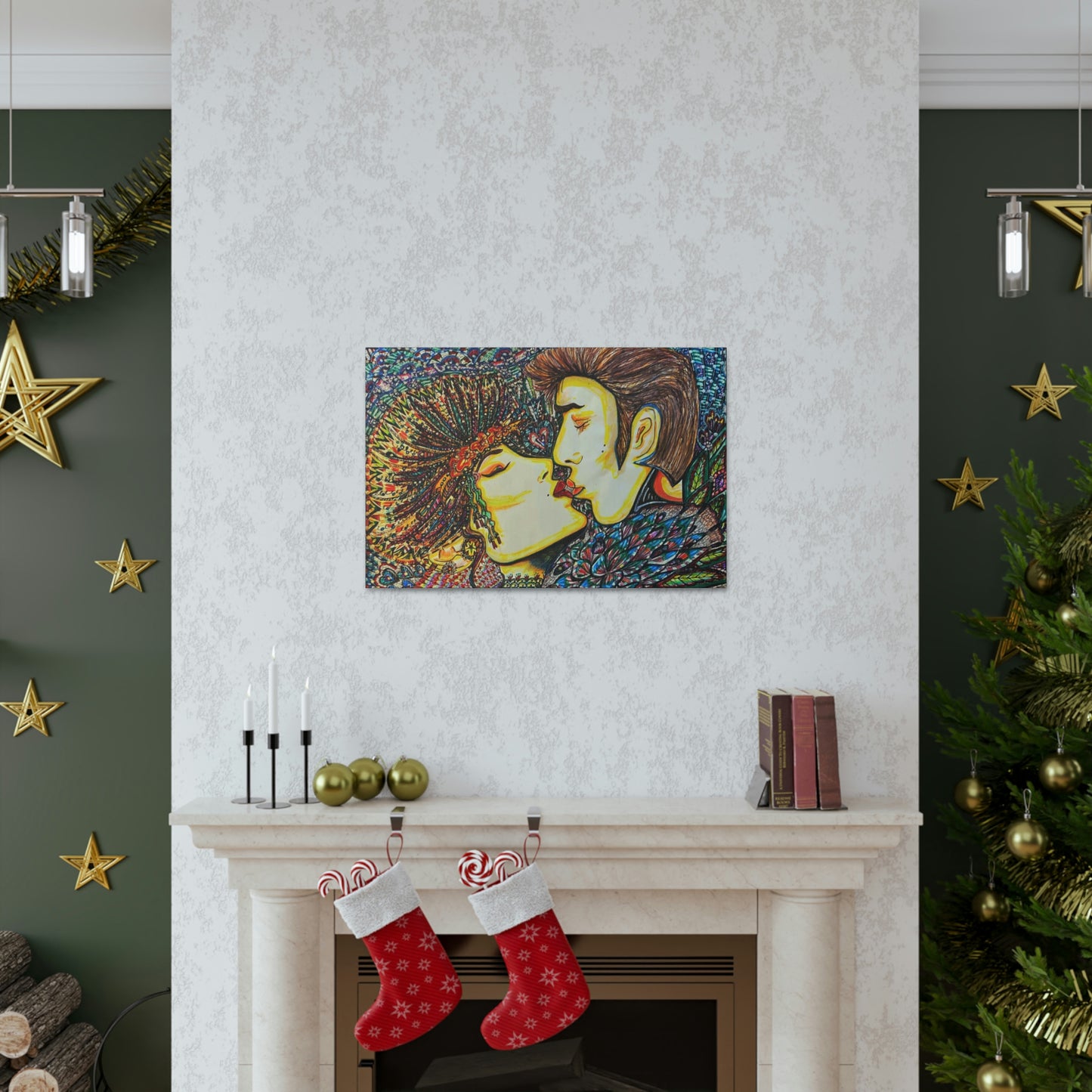 Romantic Kiss Fashion, Abstract, Surreal, Friendship, Inspiration Wall Art