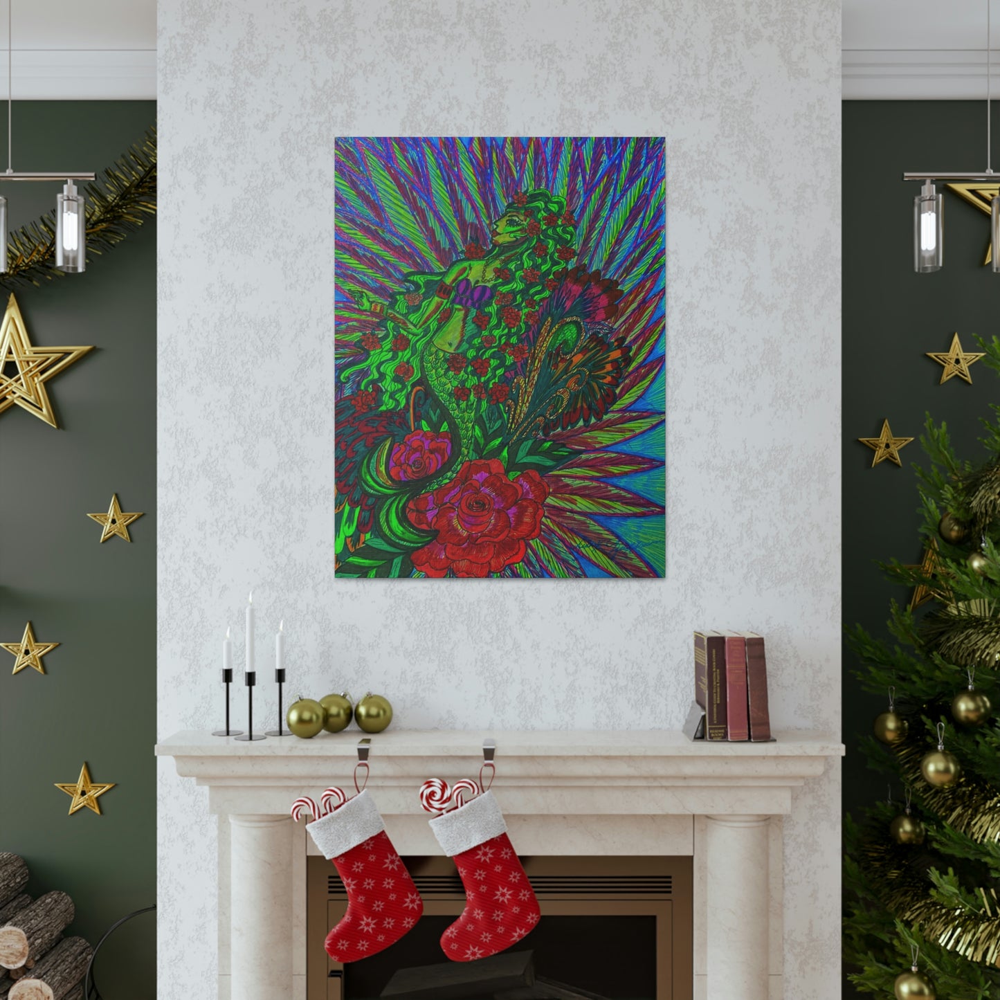 Green Mermaid, Fashion, Abstract, Friendship, Inspiration Wall Art