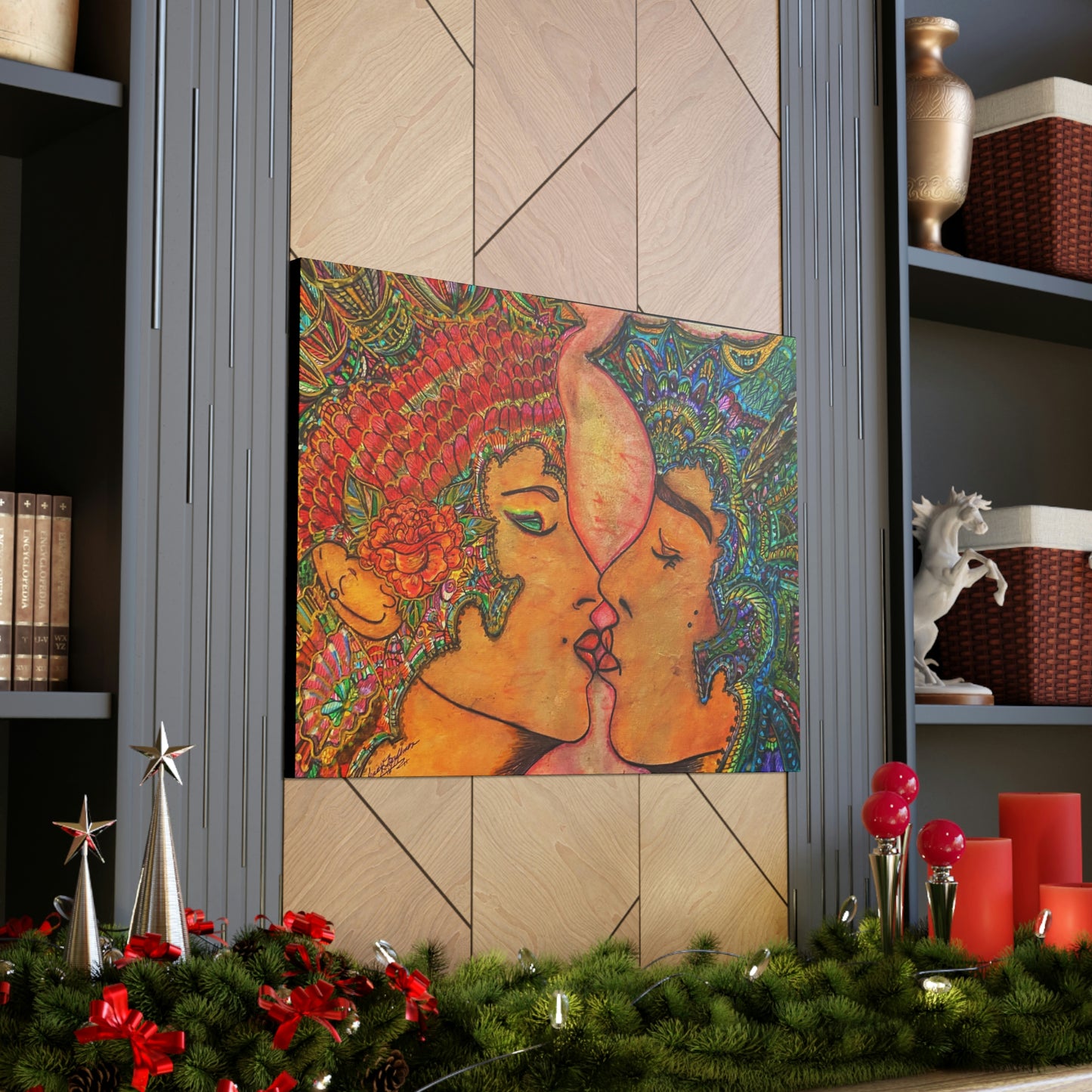 Romantic Kiss Fashion, Abstract, Surreal, Friendship, Inspiration Wall Art