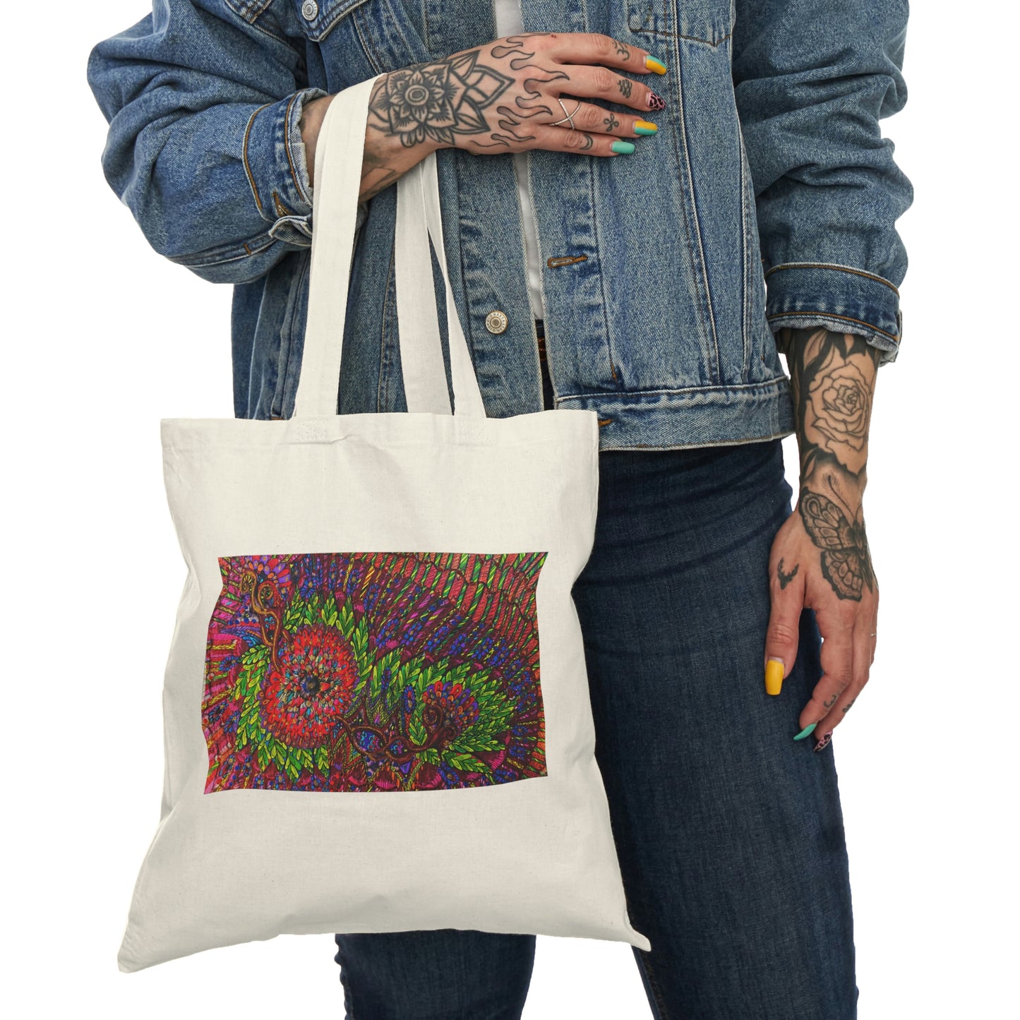 Abstract, Surreal Flower Natural Tote Bag, Aesthetic Canvas Bag Shopping Bag, Birthday Gift Bag, Bridal Gift Tote Bag, Library Bag.