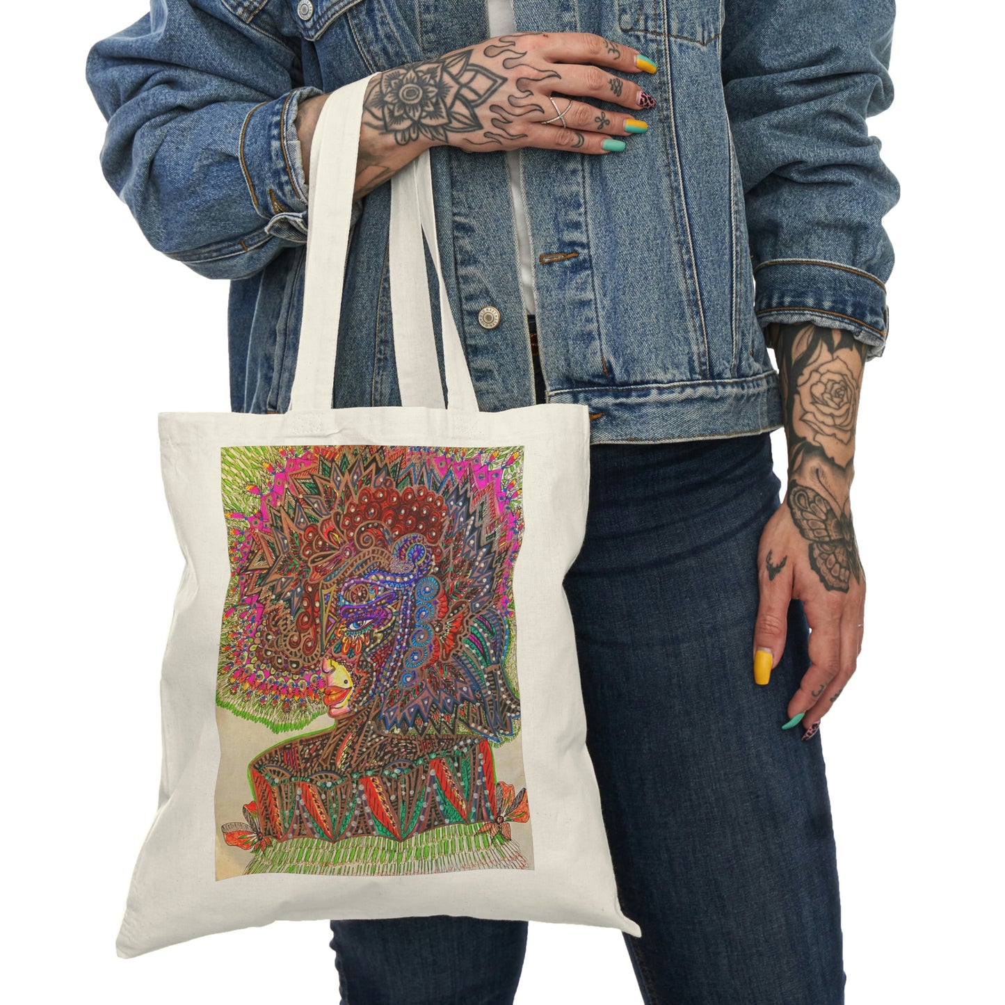 Abstract, Surreal Spirit Natural Tote Bag, Aesthetic Canvas Bag Shopping Bag, Birthday Gift Bag, Bridal Gift Tote Bag, Library Bag.