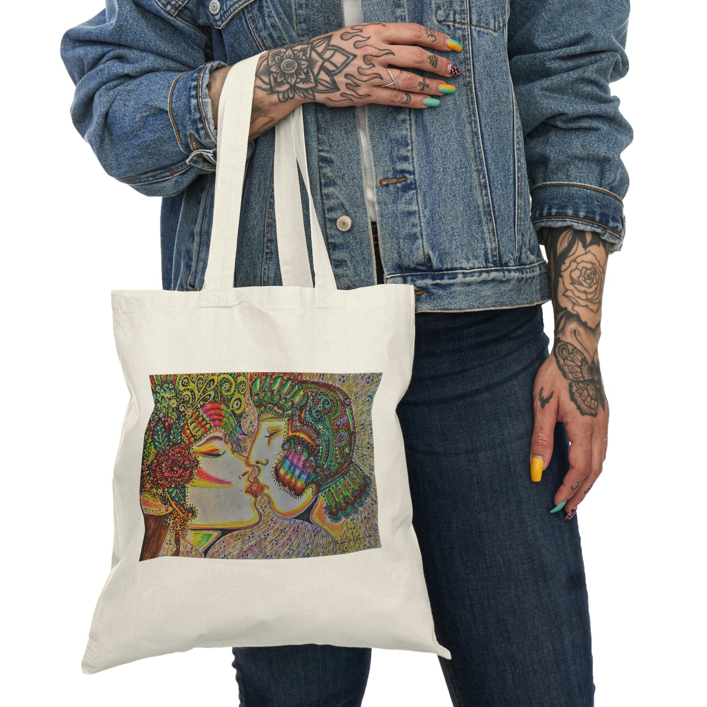 Abstract, Surreal Romance Natural Tote Bag, Aesthetic Canvas Bag Shopping Bag, Birthday Gift Bag, Bridal Gift Tote Bag, Library Bag.