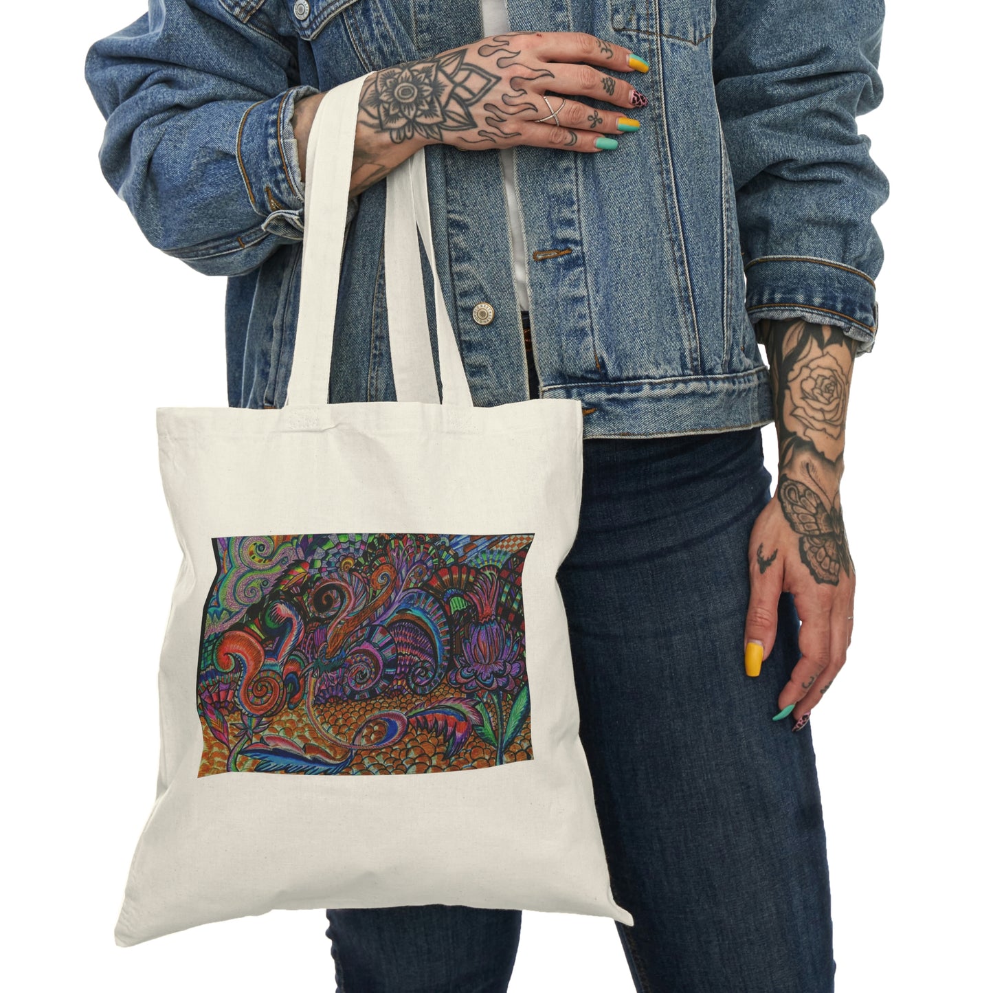 Abstract, Surreal Flower Natural Tote Bag, Aesthetic Canvas Bag Shopping Bag, Birthday Gift Bag, Bridal Gift Tote Bag, Library Bag.