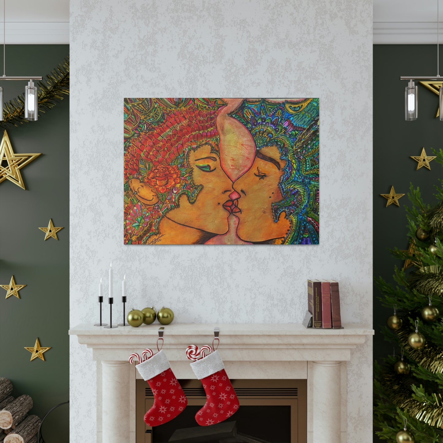 Romantic Kiss Fashion, Abstract, Surreal, Friendship, Inspiration Wall Art
