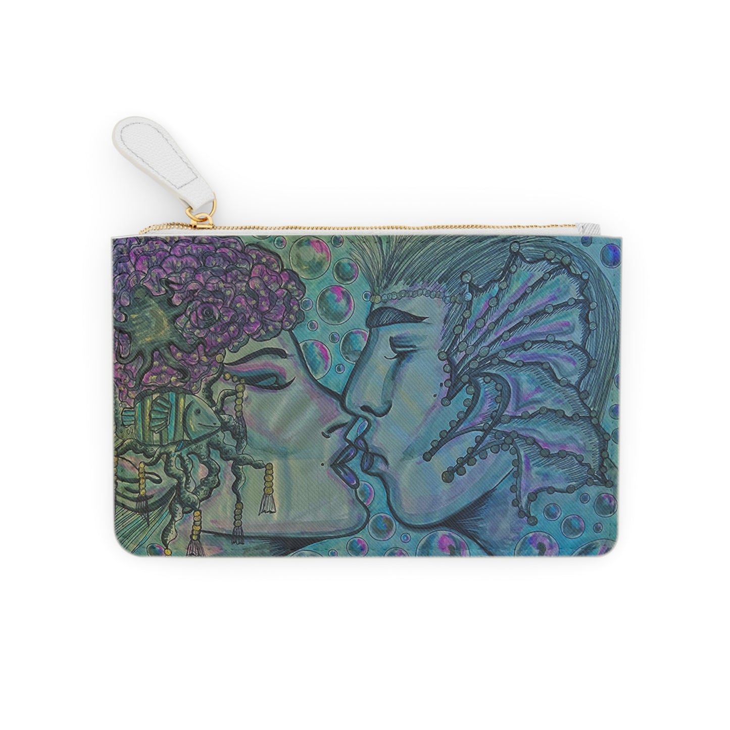 Abstract Surreal Romantic Kiss Mini Clutch Bag, Bridal Clutch Purse, Designer Party Clutch, Modern Evening Clutch, Wristlet Wallet for women, Evening Clutch Purse, gifts for her, gifts for bridesmaids, Bag, Bagging