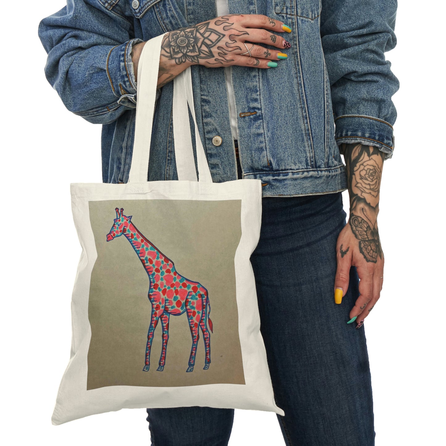 Abstract, Surreal Giraffe Natural Tote Bag, Aesthetic Canvas Bag Shopping Bag, Birthday Gift Bag, Bridal Gift Tote Bag, Library Bag.