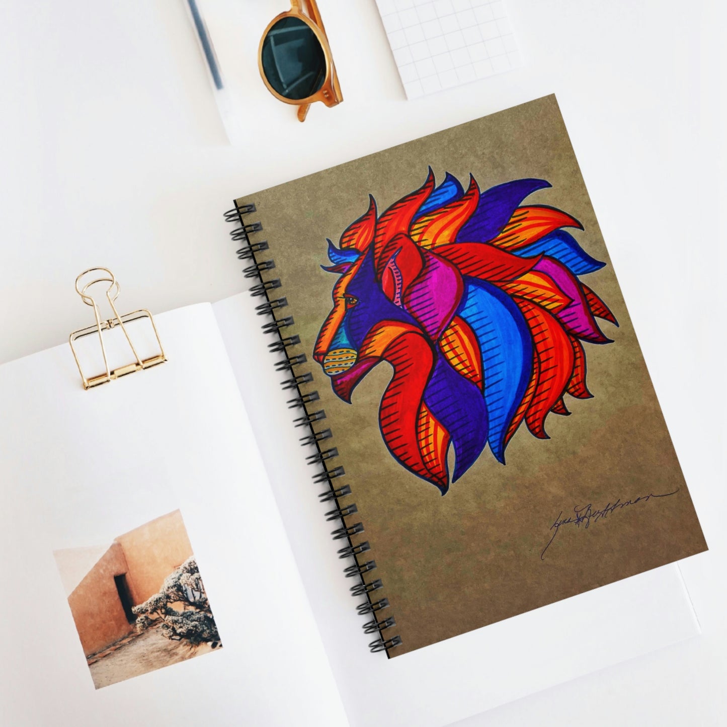 Abstract Spiritual Lion Spiral Notebook - Ruled Line