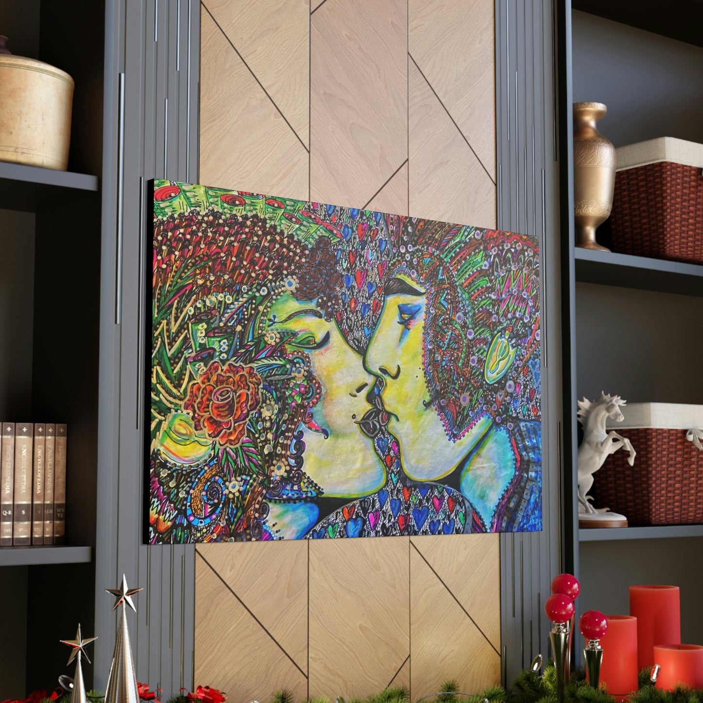 Romantic Kiss Fashion, Abstract, Surreal, Friendship, Inspiration Wall Art