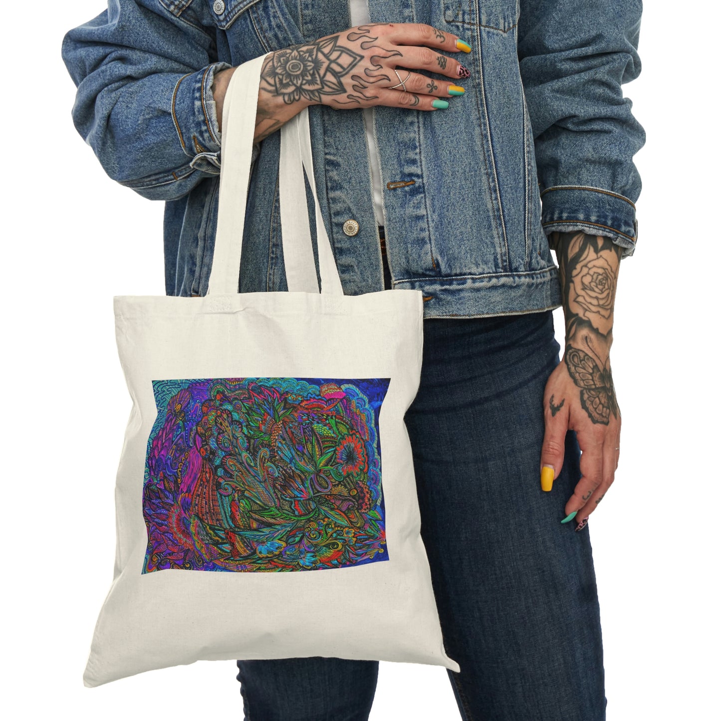 Abstract, Surreal Flower Natural Tote Bag, Aesthetic Canvas Bag Shopping Bag, Birthday Gift Bag, Bridal Gift Tote Bag, Library Bag.