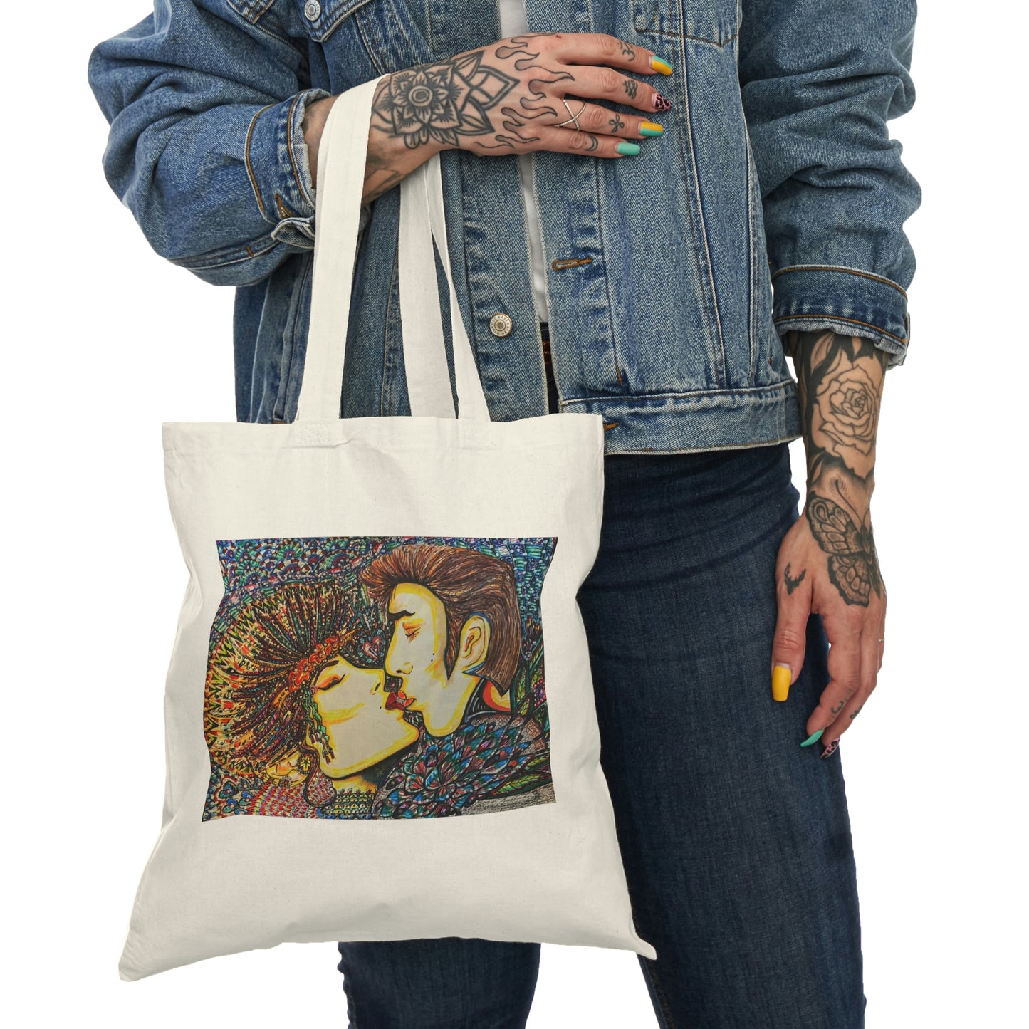 Abstract, Surreal Romance Natural Tote Bag, Aesthetic Canvas Bag Shopping Bag, Birthday Gift Bag, Bridal Gift Tote Bag, Library Bag.