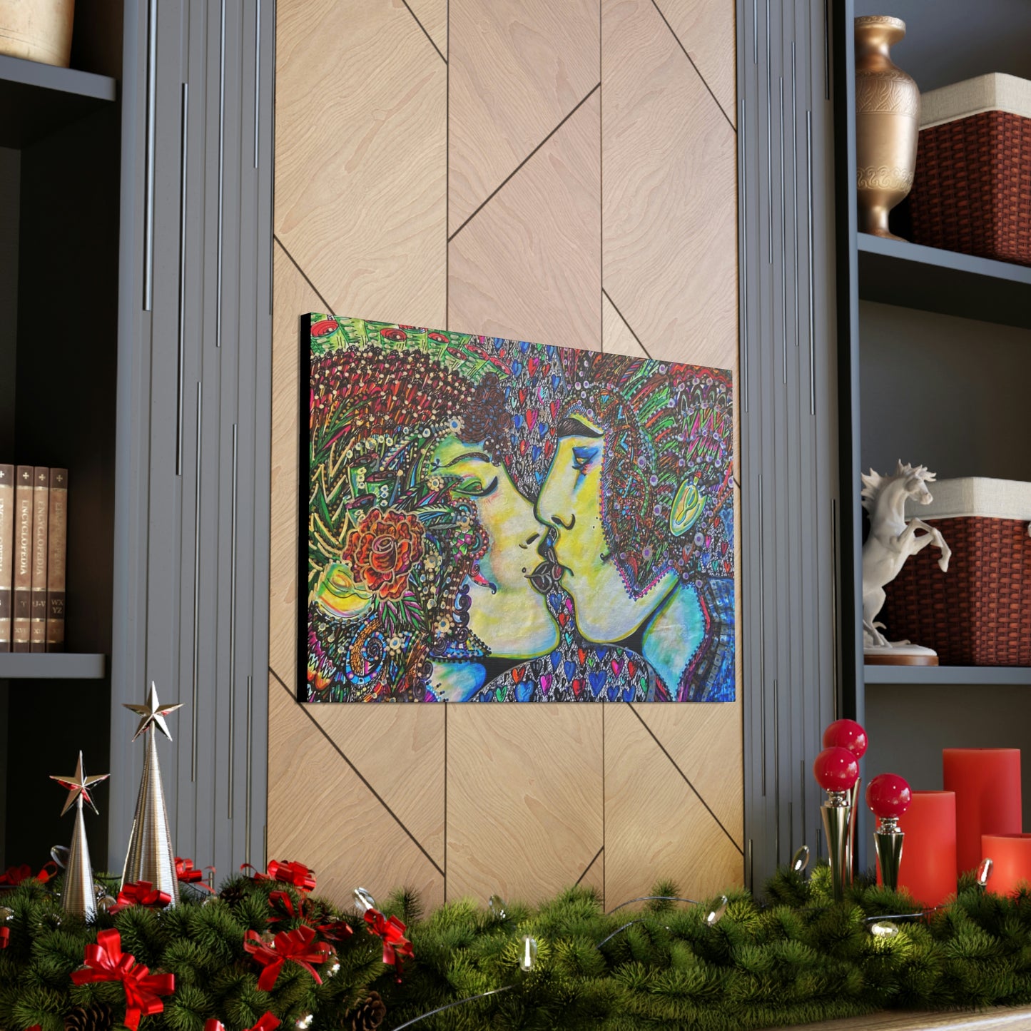 Romantic Kiss Fashion, Abstract, Surreal, Friendship, Inspiration Wall Art
