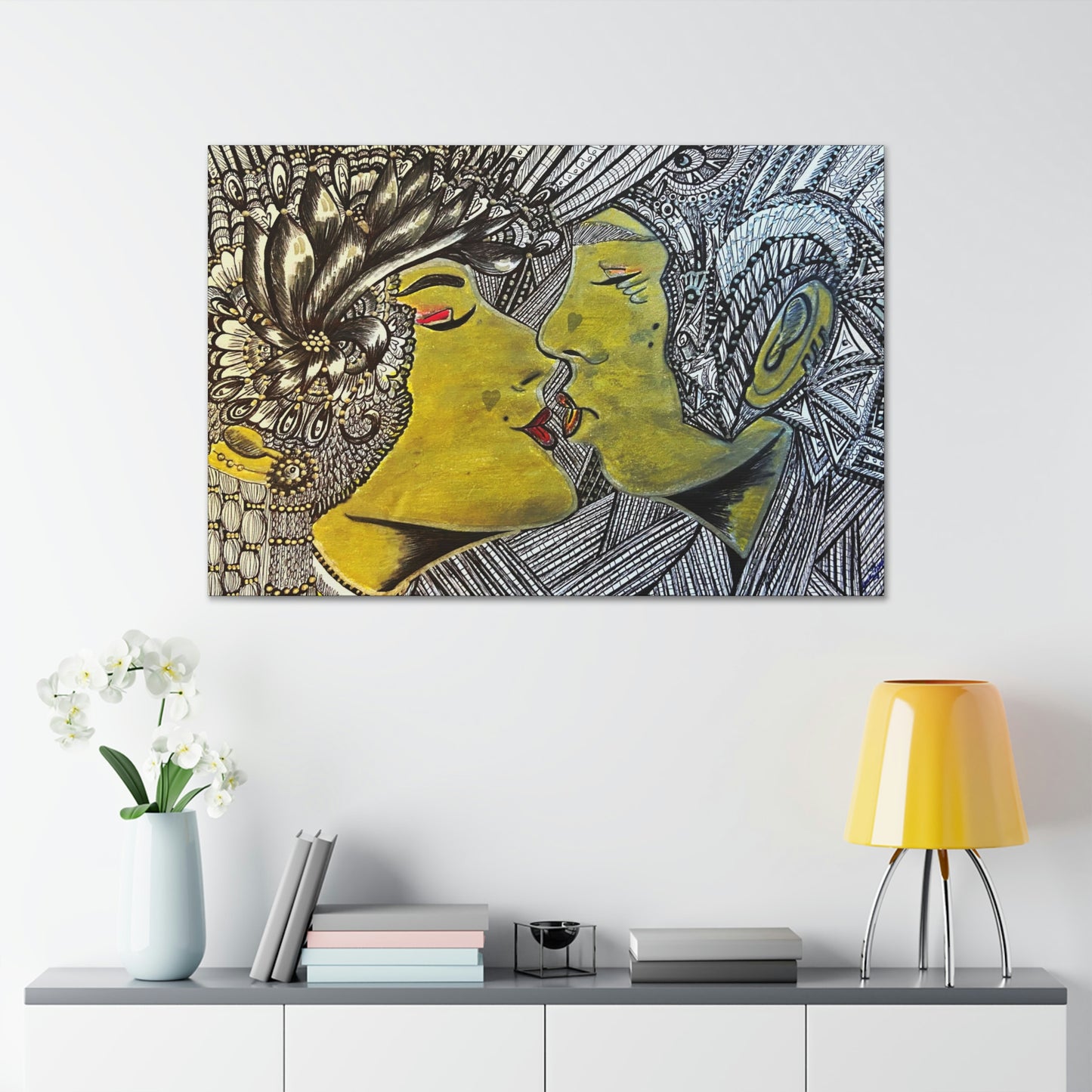 Romantic Kiss Fashion, Abstract, Surreal, Friendship, Inspiration Wall Art