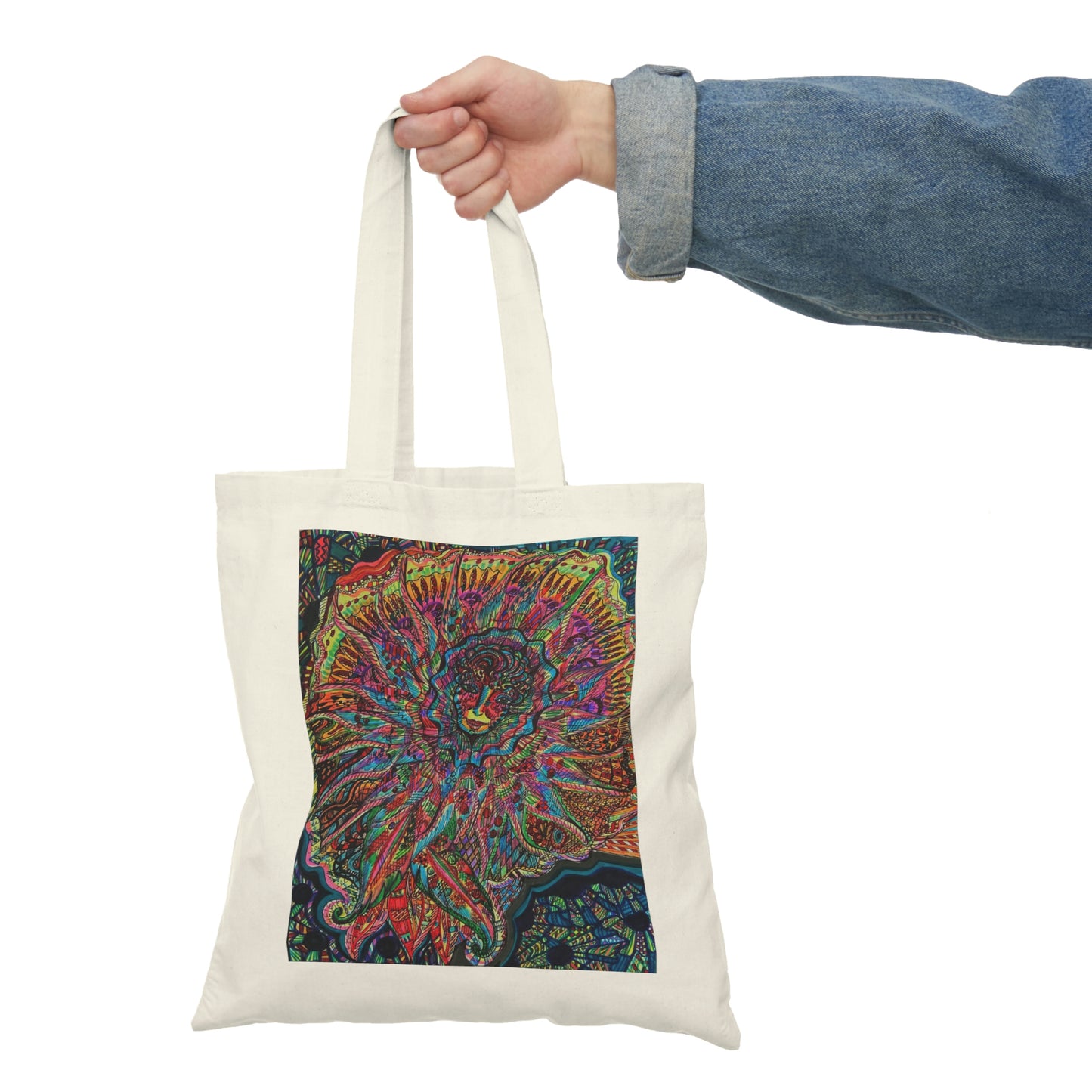 Abstract, Surreal Flower Angel Natural Tote Bag, Aesthetic Canvas Bag Shopping Bag, Birthday Gift Bag, Bridal Gift Tote Bag, Library Bag.