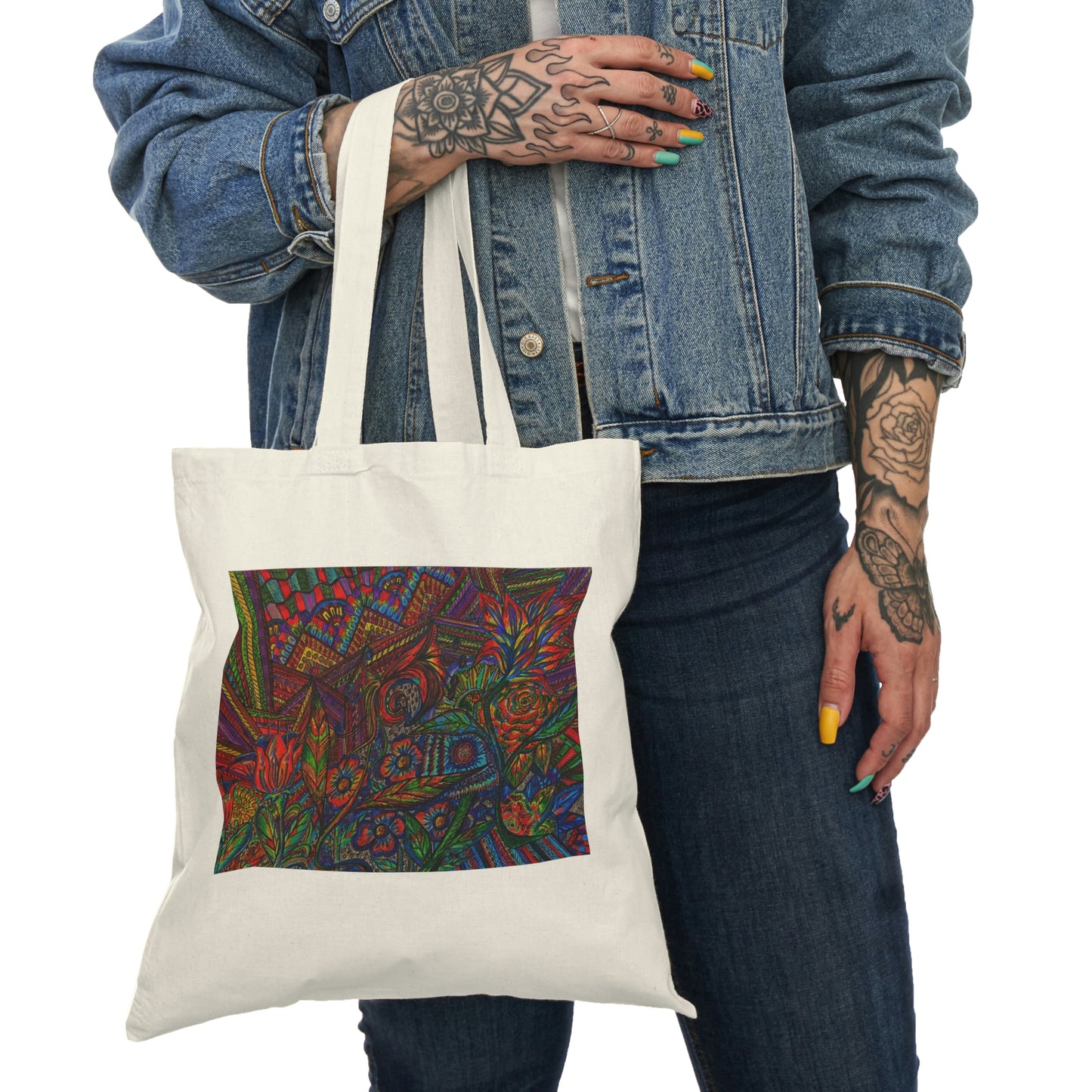 Abstract, Surreal Flower Natural Tote Bag, Aesthetic Canvas Bag Shopping Bag, Birthday Gift Bag, Bridal Gift Tote Bag, Library Bag.