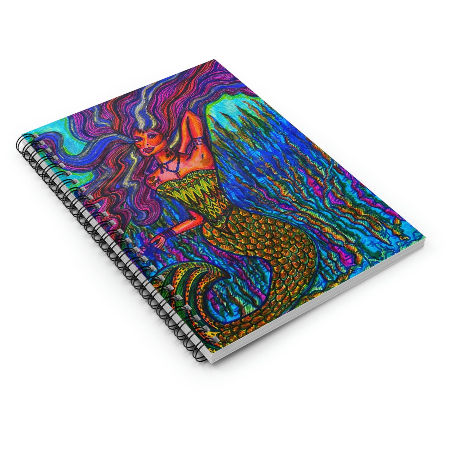 Abstract, Surreal, Mermaid Spiral Notebook - Ruled Line