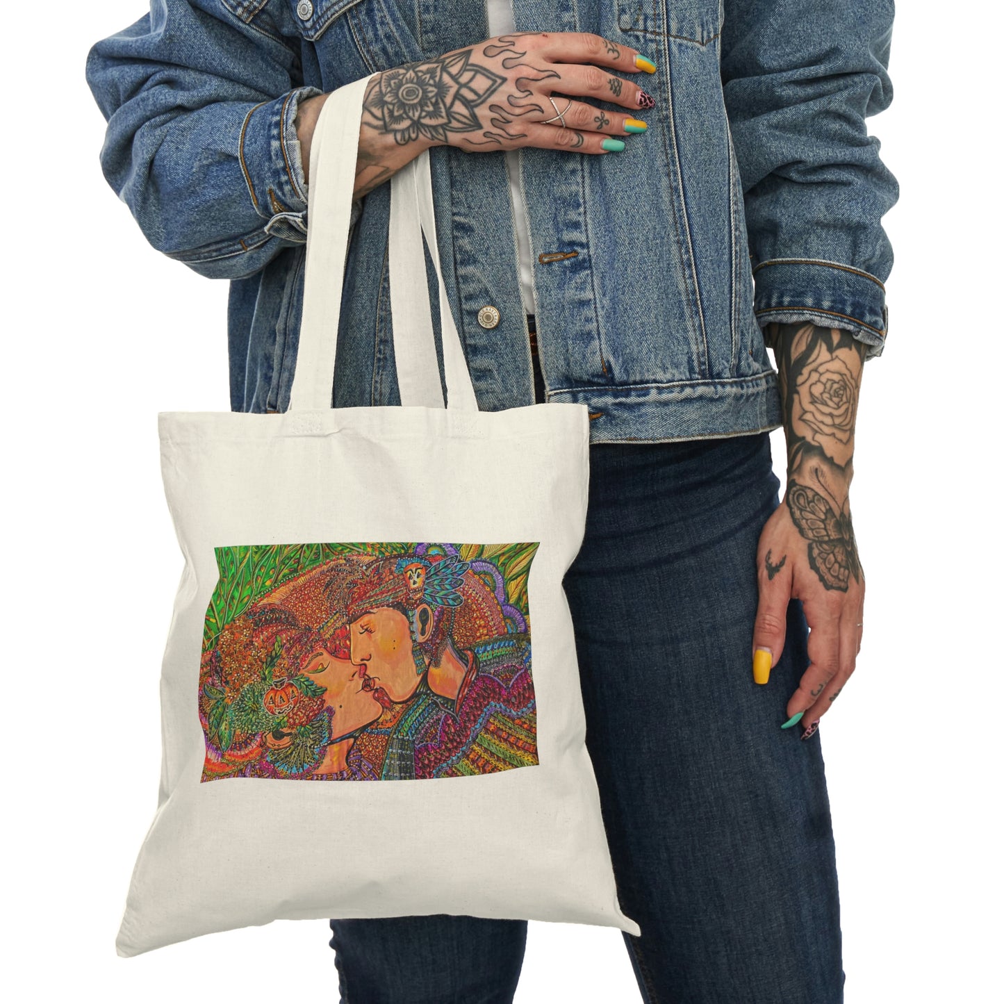 Abstract, Surreal Romance Natural Tote Bag, Aesthetic Canvas Bag Shopping Bag, Birthday Gift Bag, Bridal Gift Tote Bag, Library Bag.