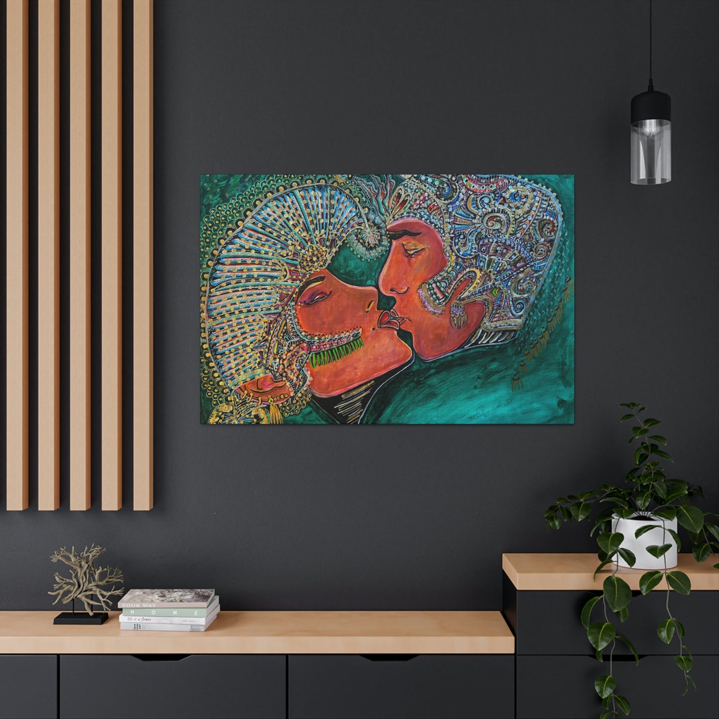 Romantic Kiss Fashion, Abstract, Surreal, Friendship, Inspiration Wall Art