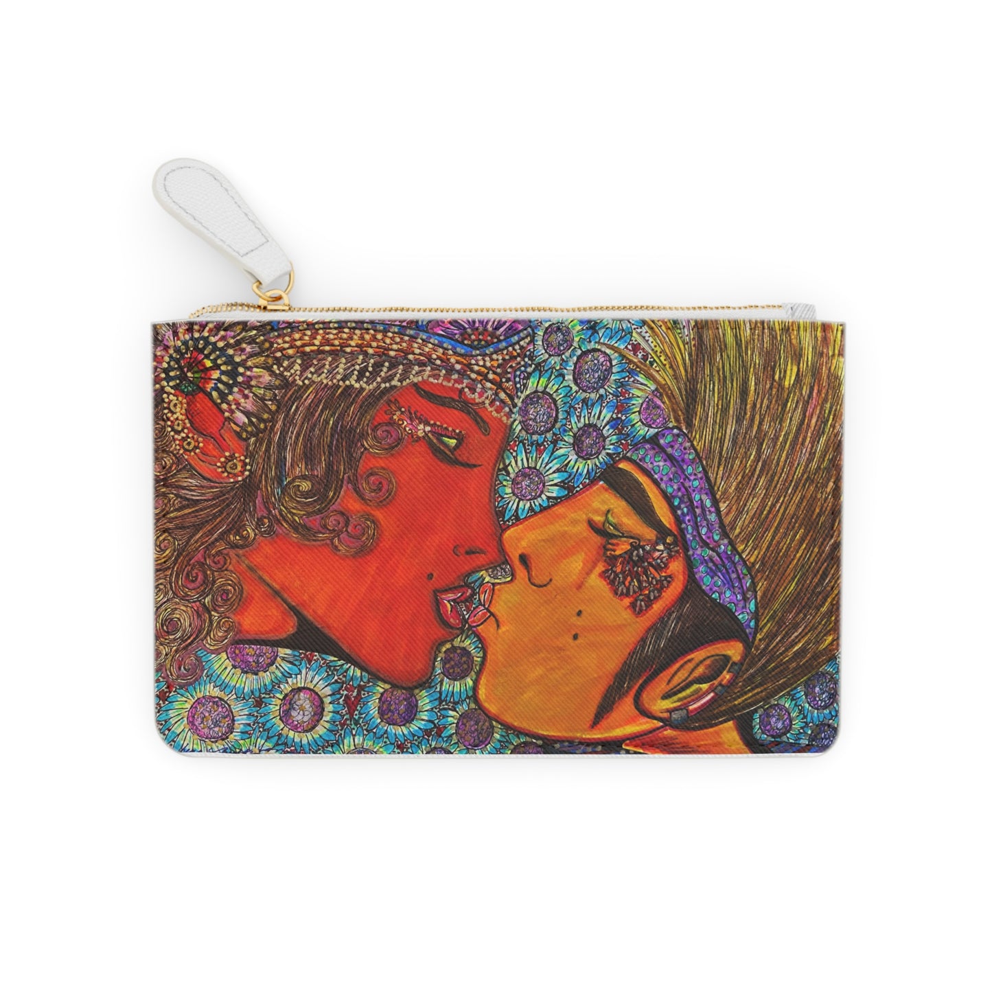 Abstract Surreal Romantic Kiss Mini Clutch Bag, Bridal Clutch Purse, Designer Party Clutch, Modern Evening Clutch, Wristlet Wallet for women, Evening Clutch Purse, gifts for her, gifts for bridesmaids, Bag, Bagging