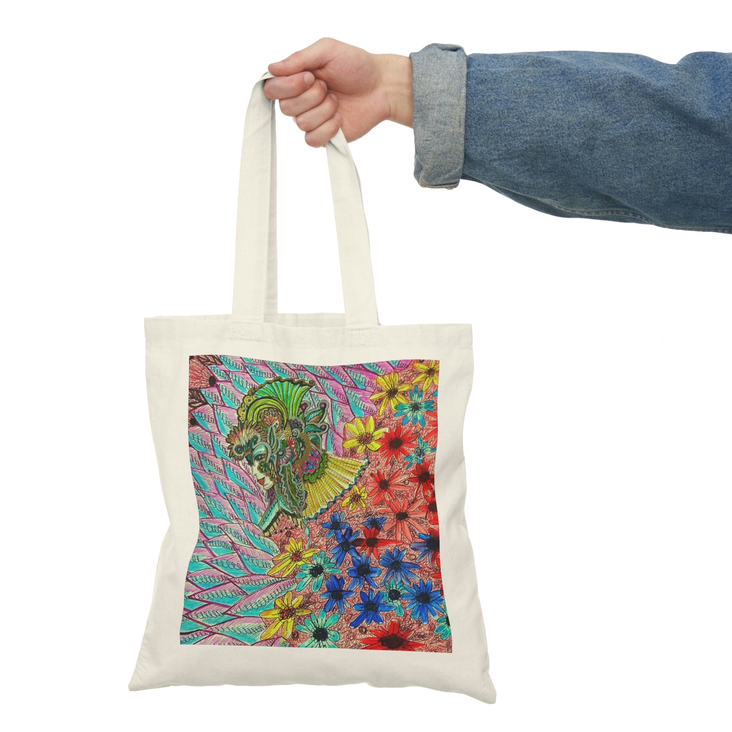 Abstract, Surreal Flower Natural Tote Bag, Aesthetic Canvas Bag Shopping Bag, Birthday Gift Bag, Bridal Gift Tote Bag, Library Bag.