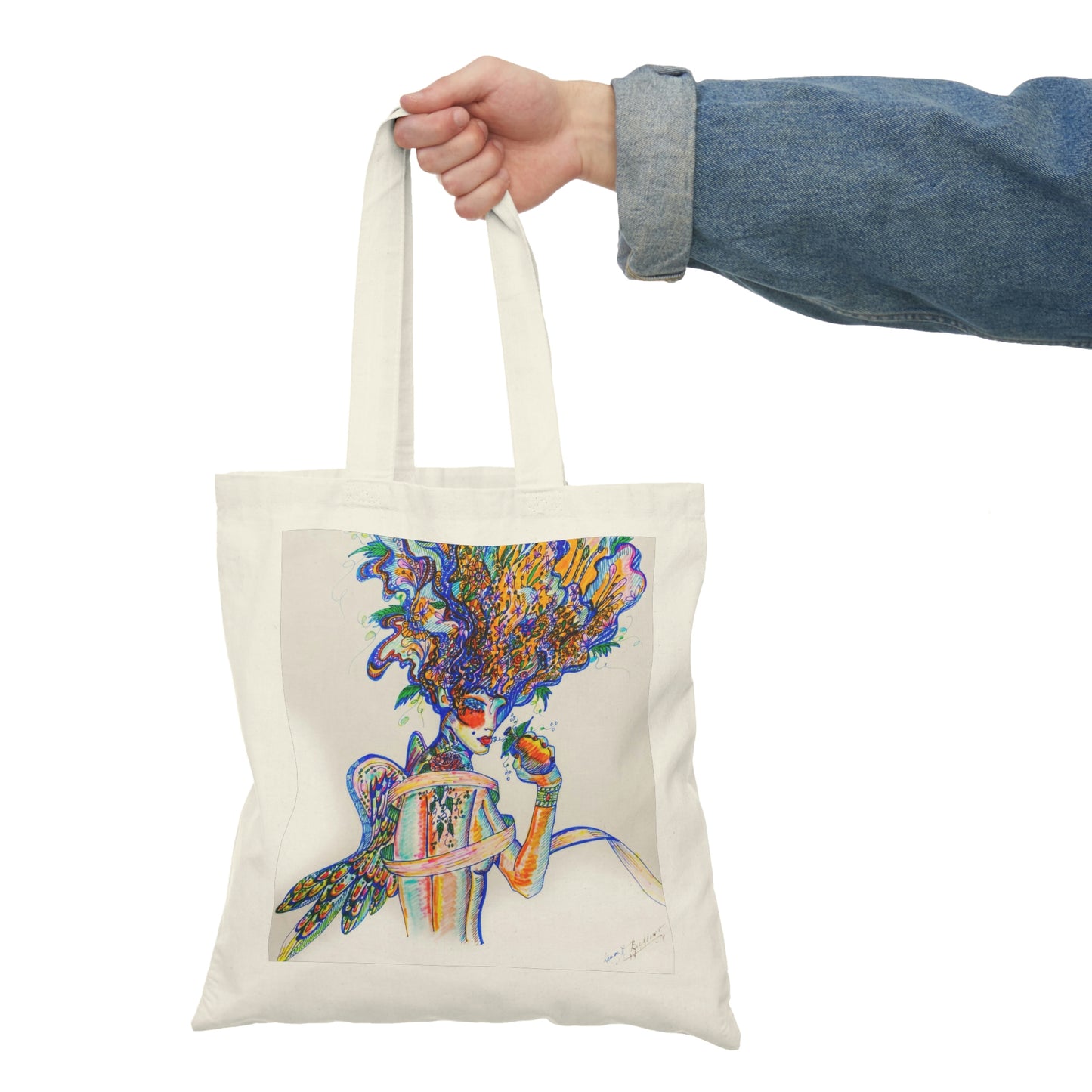 Abstract, Surreal Angel Natural Tote Bag, Aesthetic Canvas Bag Shopping Bag, Birthday Gift Bag, Bridal Gift Tote Bag, Library Bag.