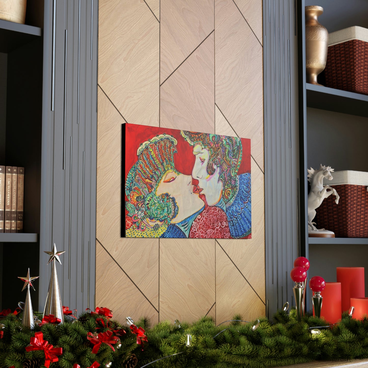 Romantic Kiss Fashion, Abstract, Surreal, Friendship, Inspiration Wall Art