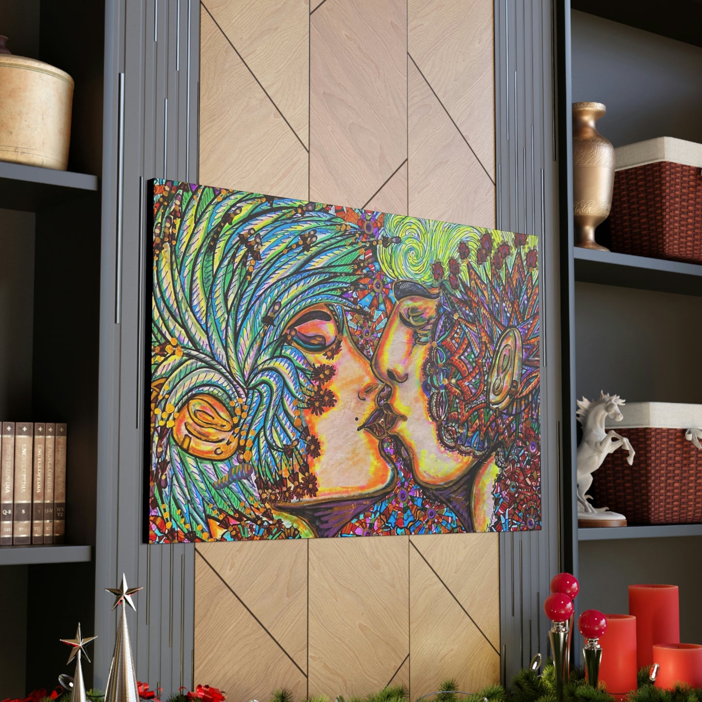 Romantic Kiss Fashion, Abstract, Surreal, Friendship, Inspiration Wall Art