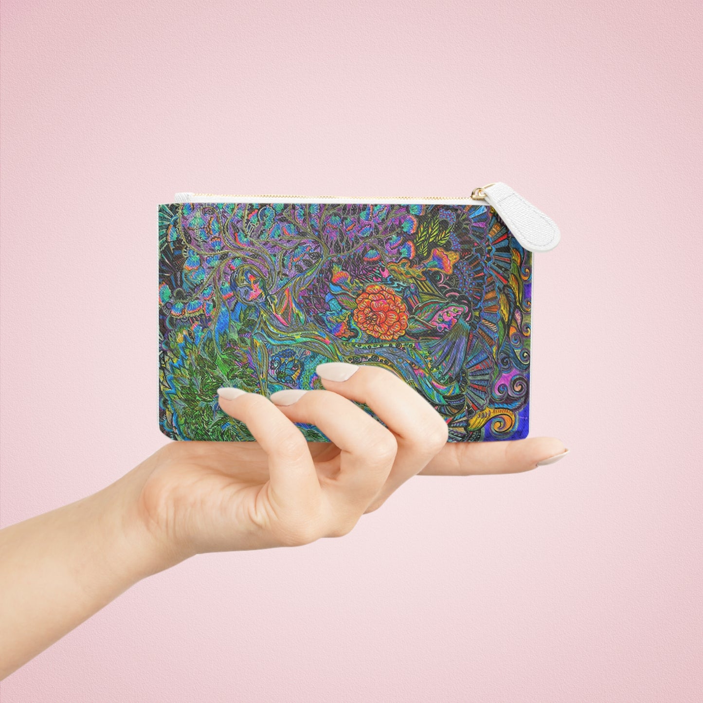 Abstract Surreal Hidden Fairy Mini Clutch Bag, Bridal Clutch Purse, Designer Party Clutch, Modern Evening Clutch, Wristlet Wallet for women, Evening Clutch Purse, gifts for her, gifts for bridesmaids, Bag, Bagging