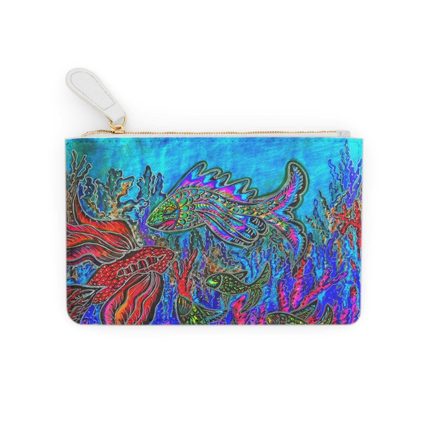 Abstract Surreal Fish Mini Clutch Bag, Bridal Clutch Purse, Designer Party Clutch, Modern Evening Clutch, Wristlet Wallet for women, Evening Clutch Purse, gifts for her, gifts for bridesmaids, Bag, Bagging