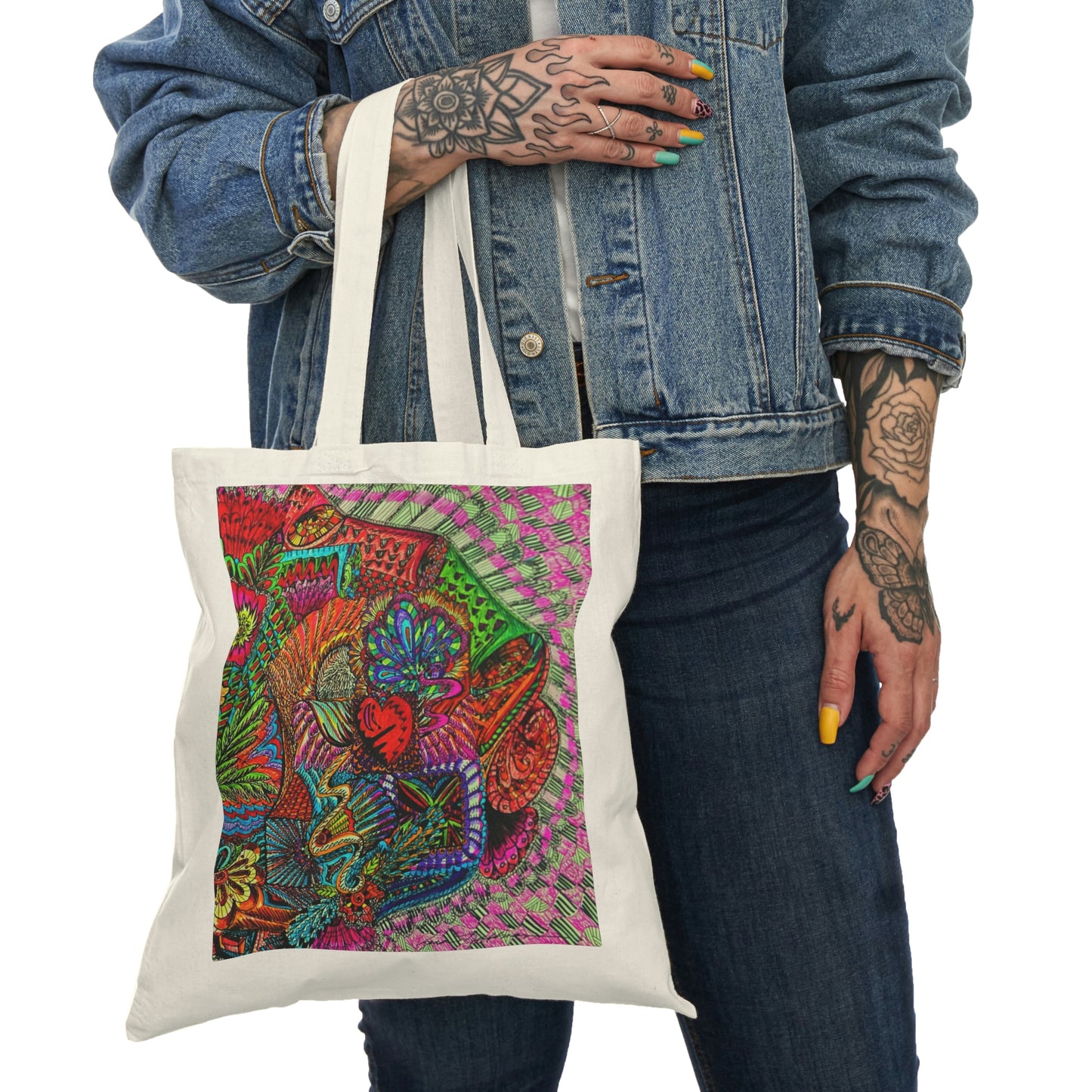 Abstract, Surreal Flower Natural Tote Bag, Aesthetic Canvas Bag Shopping Bag, Birthday Gift Bag, Bridal Gift Tote Bag, Library Bag.