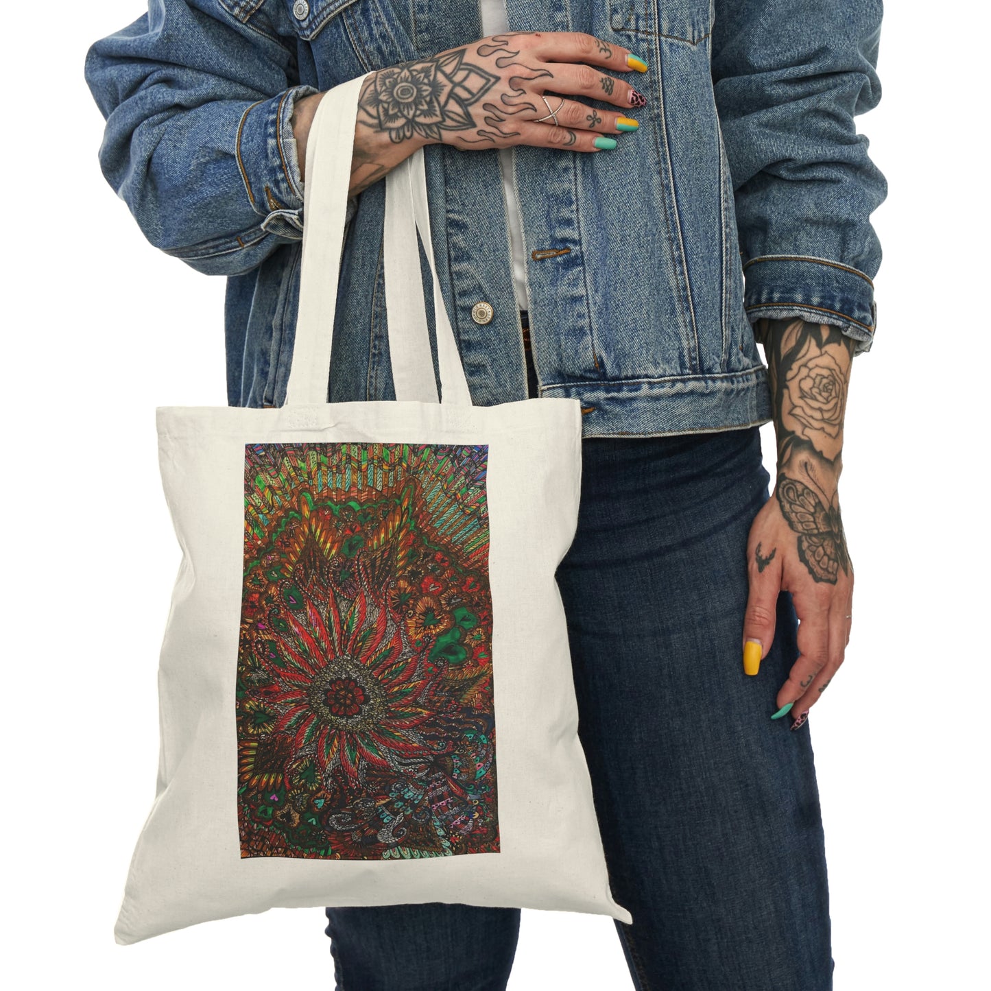Abstract, Surreal Flower Natural Tote Bag, Aesthetic Canvas Bag Shopping Bag, Birthday Gift Bag, Bridal Gift Tote Bag, Library Bag.
