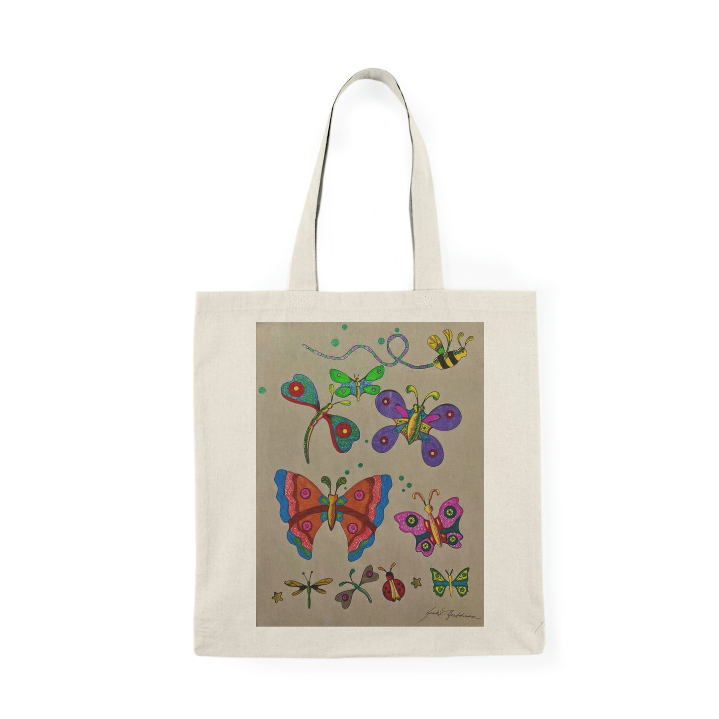Abstract, Surreal Insect Natural Tote Bag, Aesthetic Canvas Bag Shopping Bag, Birthday Gift Bag, Bridal Gift Tote Bag, Library Bag.