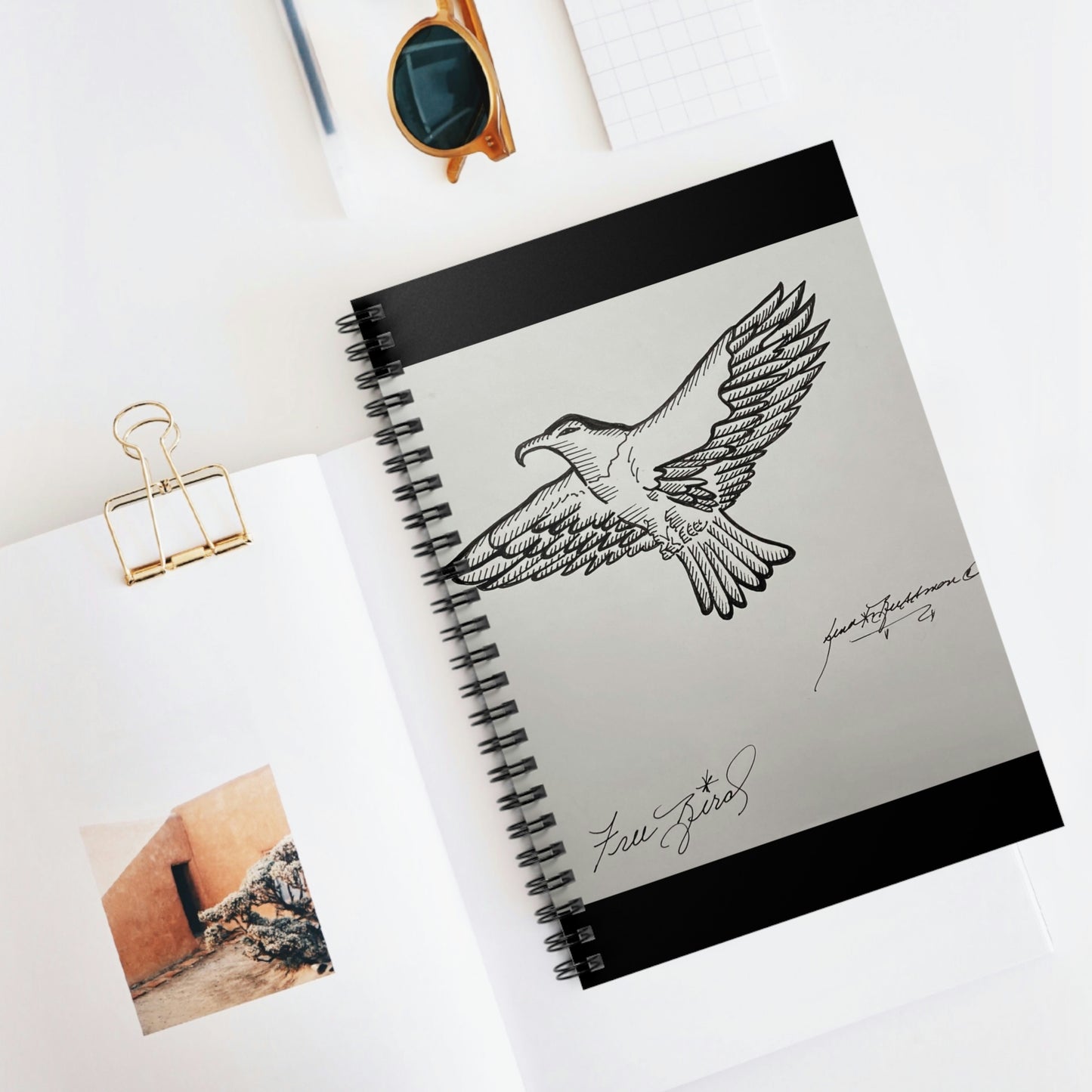 Abstract, Surreal Free Bird, American Spiral Notebook - Ruled Line