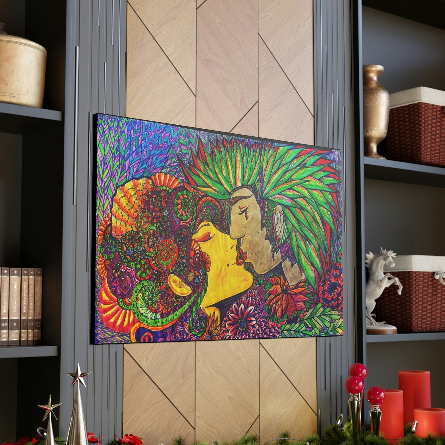 Romantic Kiss Fashion, Abstract, Surreal, Friendship, Inspiration Wall Art