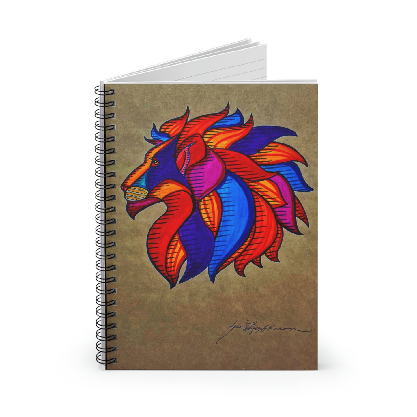 Abstract Spiritual Lion Spiral Notebook - Ruled Line
