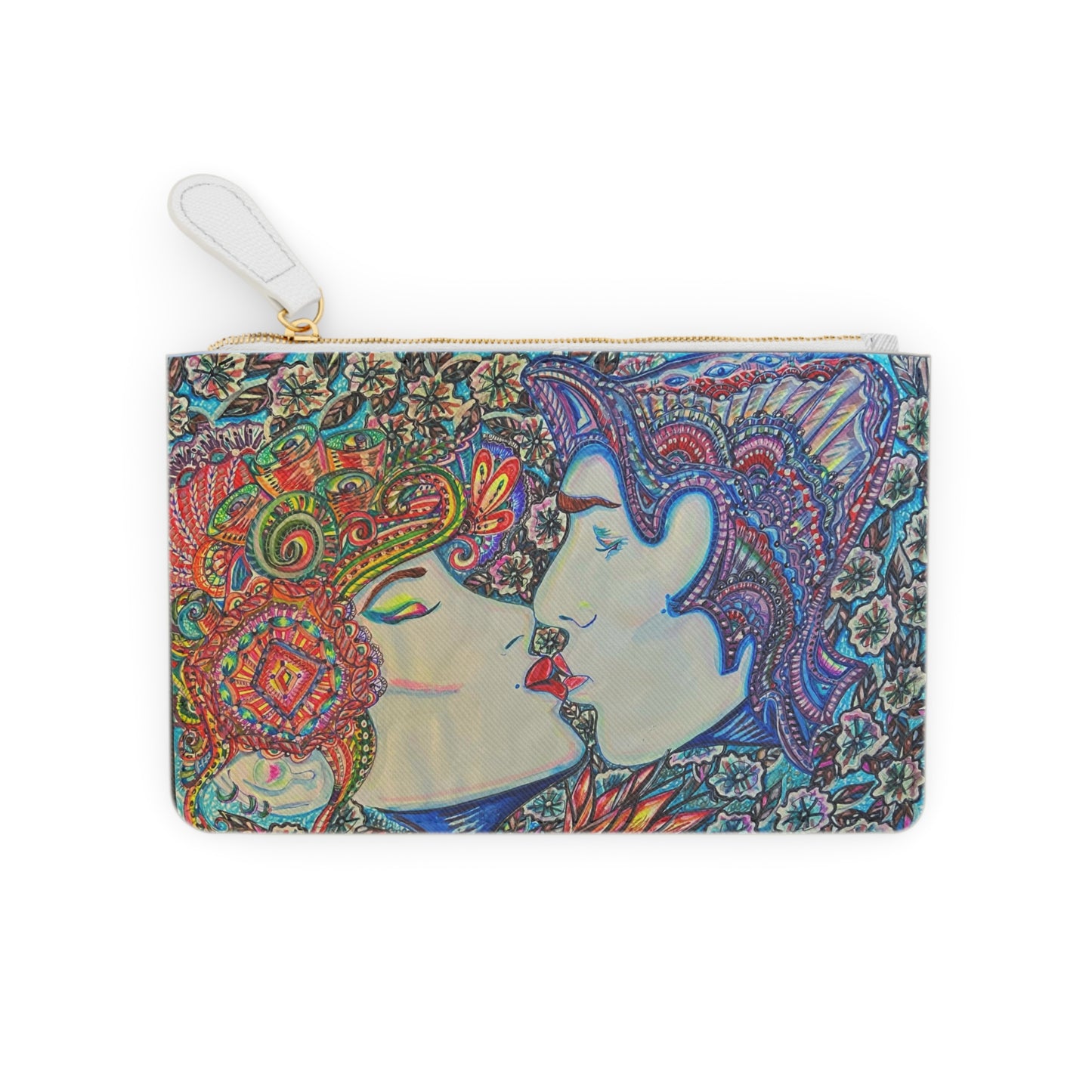 Abstract Surreal Romantic Kiss Mini Clutch Bag, Bridal Clutch Purse, Designer Party Clutch, Modern Evening Clutch, Wristlet Wallet for women, Evening Clutch Purse, gifts for her, gifts for bridesmaids, Bag, Bagging