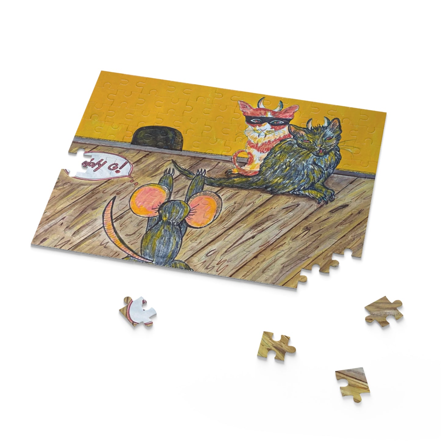 Cat and Mouse Surreal Puzzle (120, 252, 500-Piece)JigSaw Puzzle, Birthday Gift, Gifts For Bridesmaids