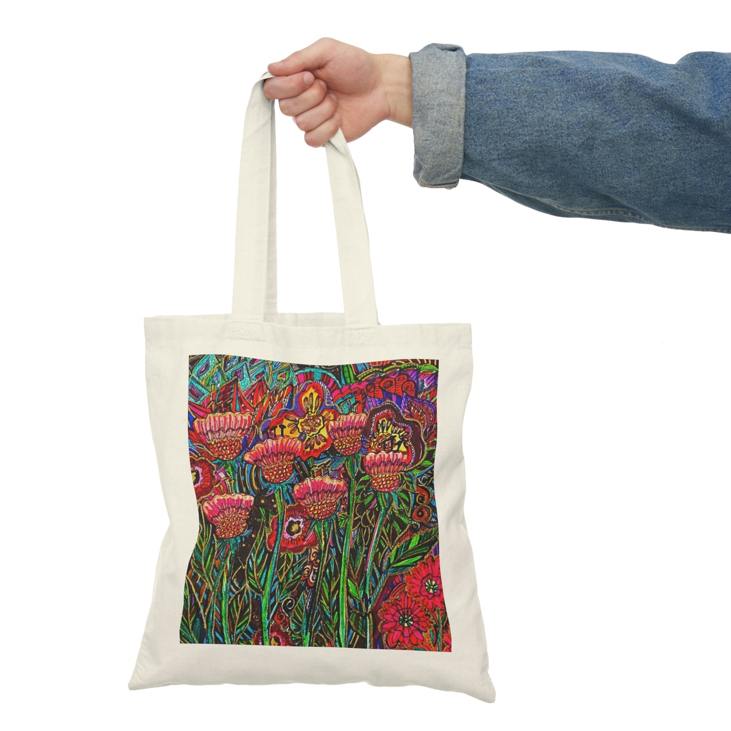 Abstract, Surreal Flower Natural Tote Bag, Aesthetic Canvas Bag Shopping Bag, Birthday Gift Bag, Bridal Gift Tote Bag, Library Bag.