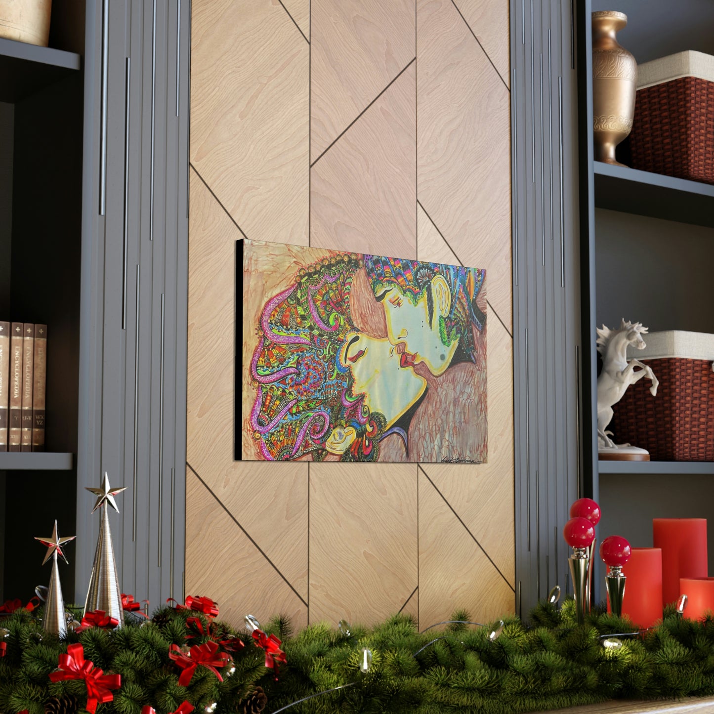 Romantic Kiss Fashion, Abstract, Surreal, Friendship, Inspiration Wall Art