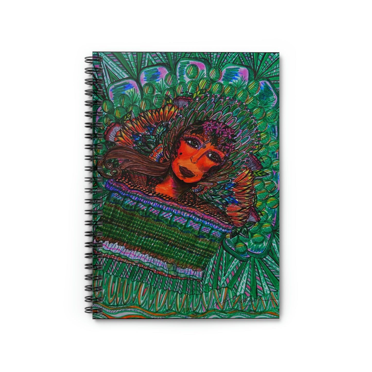 Abstract, Surreal Malachite Angel Spiral Notebook - Ruled Line