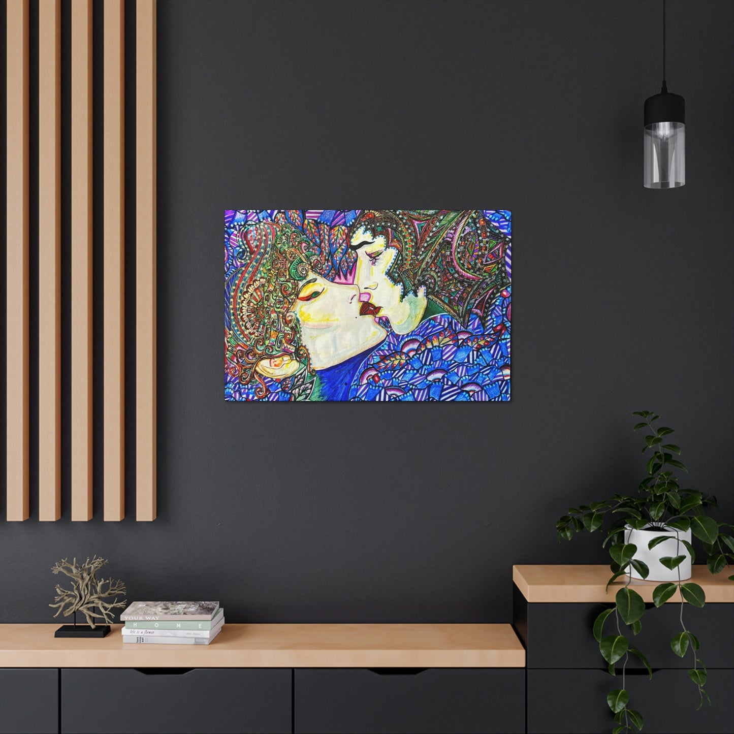Romantic Kiss Fashion, Abstract, Surreal, Friendship, Inspiration Wall Art