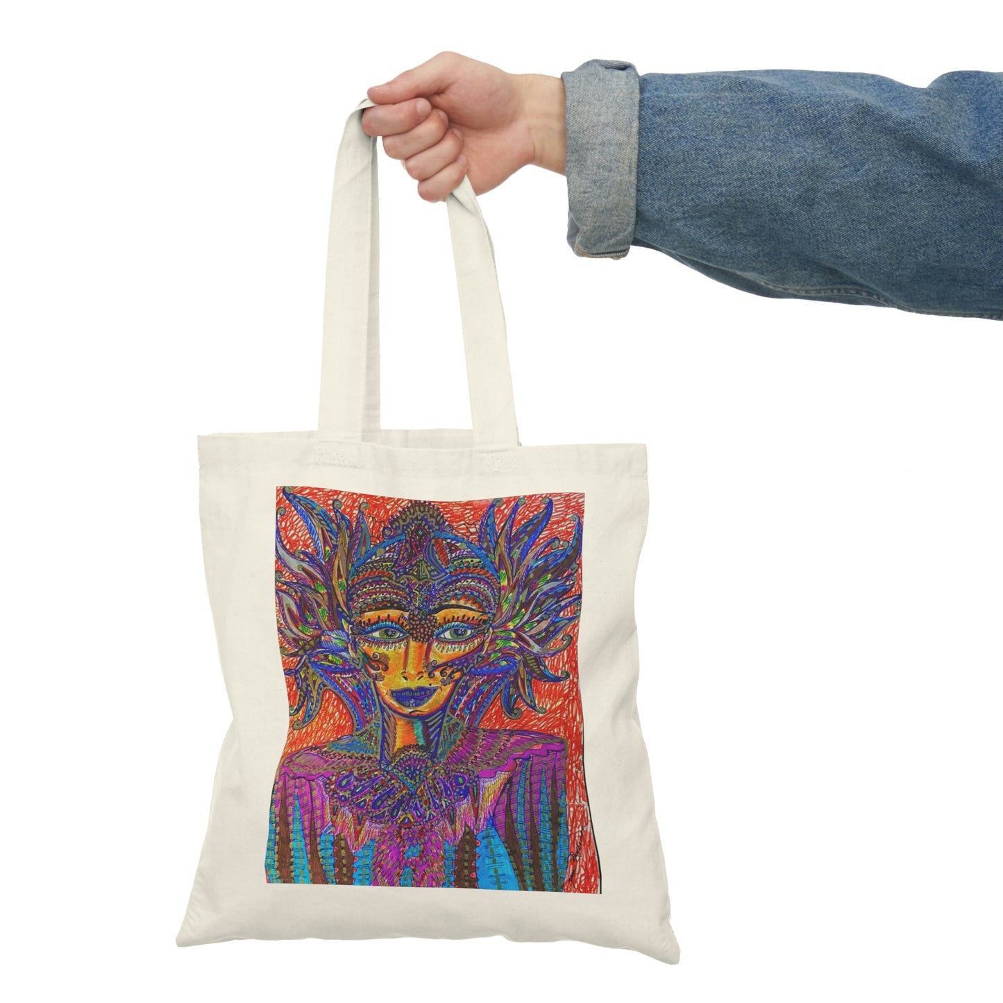 Abstract, Surreal Angel Natural Tote Bag, Aesthetic Canvas Bag Shopping Bag, Birthday Gift Bag, Bridal Gift Tote Bag, Library Bag.
