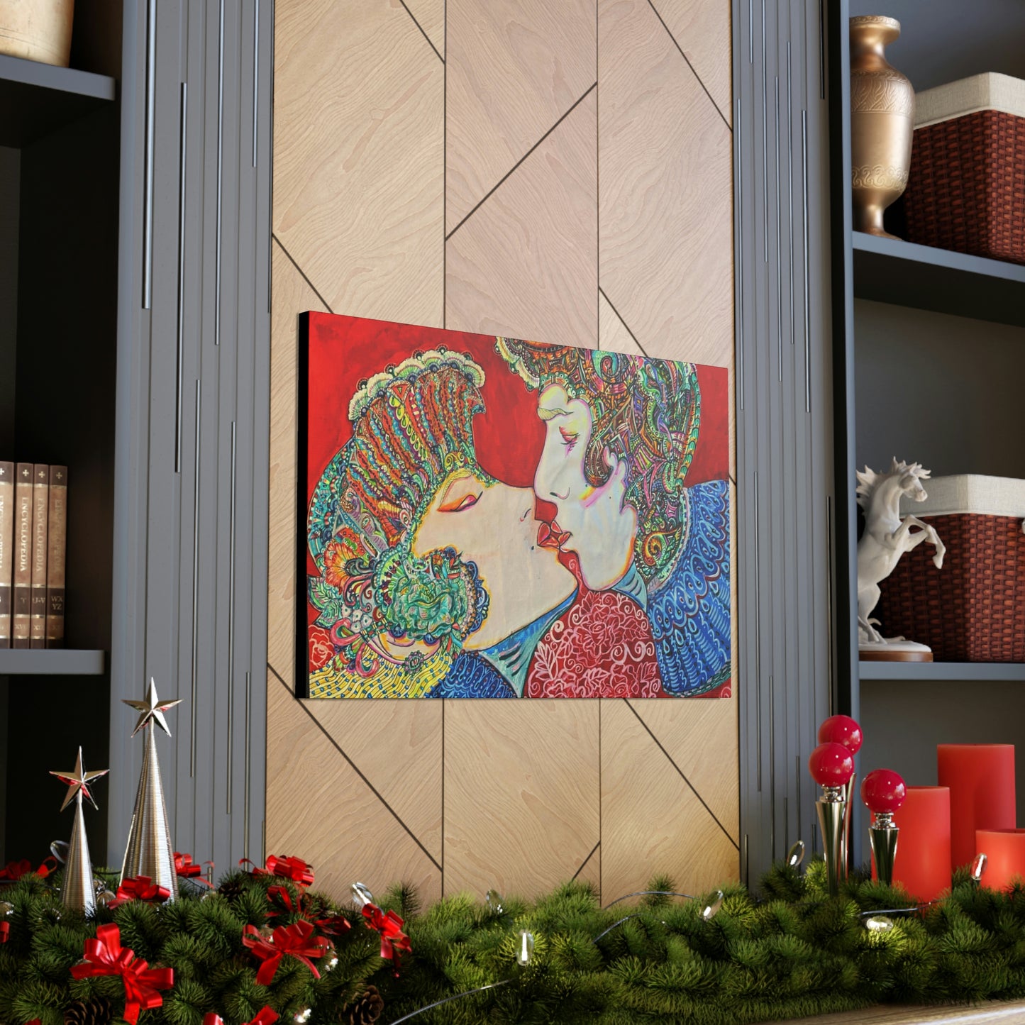 Romantic Kiss Fashion, Abstract, Surreal, Friendship, Inspiration Wall Art